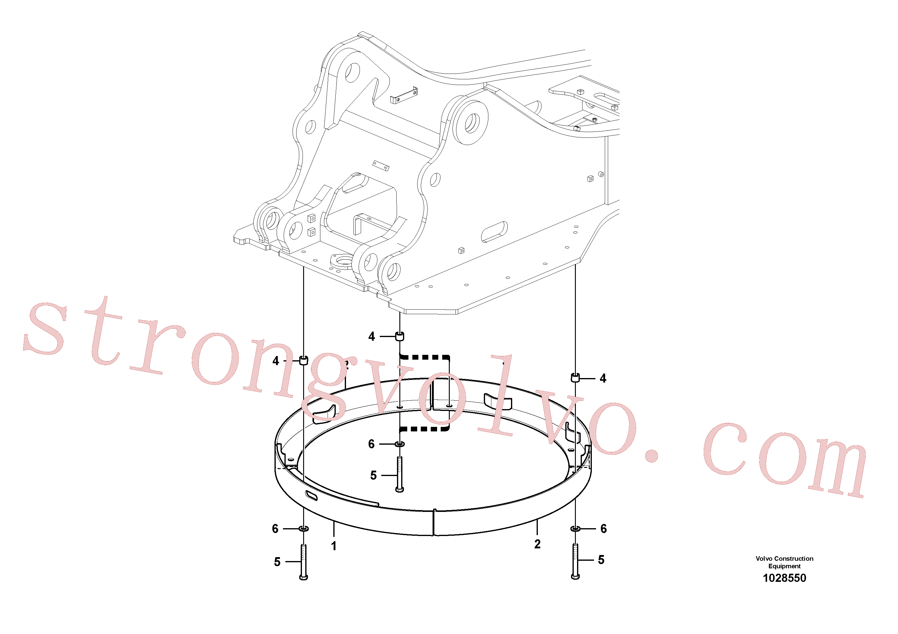 VOE990486 Volvo Cobertura, engrenagem de rotação, Sistema de articulação(1028550 Montagem)
