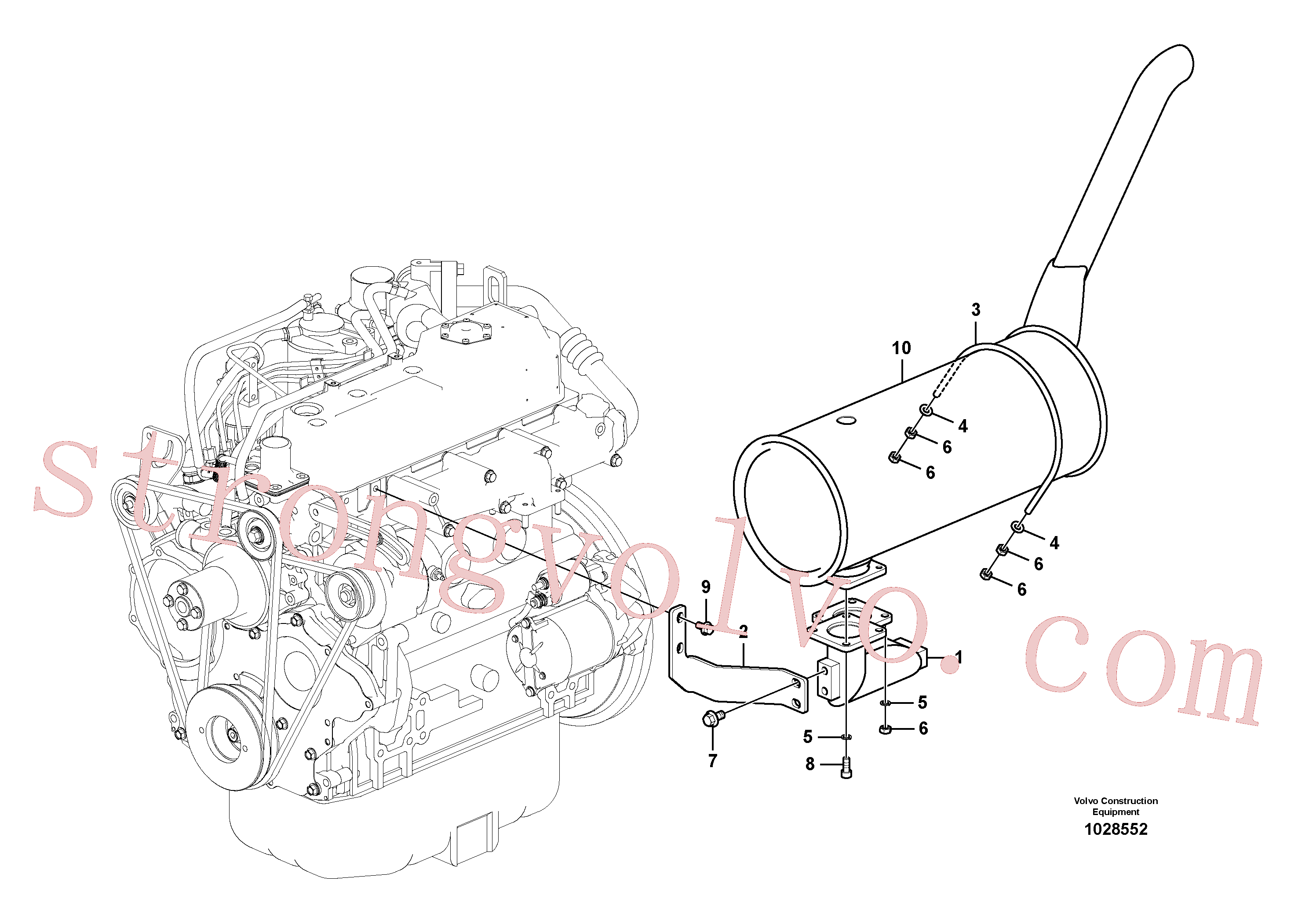 VOE984064 Volvo Sistema de escape(1028552 Montagem)