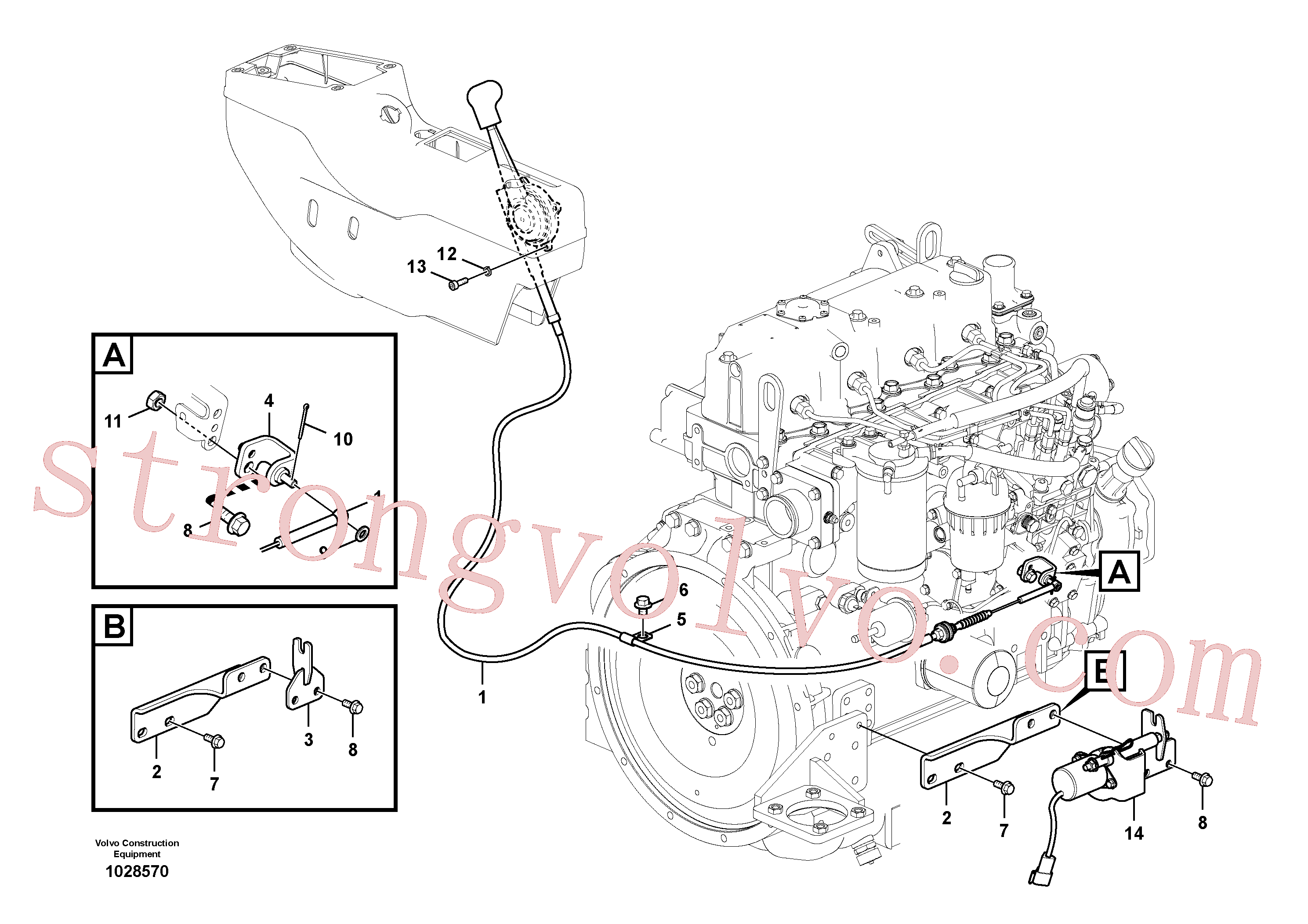 VOE992038 Volvo Acelerador de mão(1028570 Montagem)