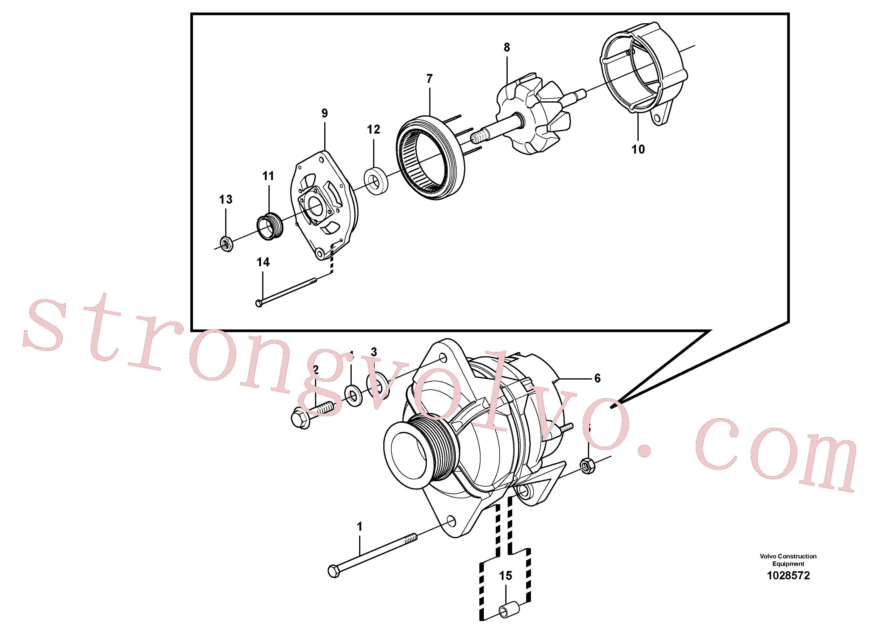 SA9011-21021 Volvo Alternador com detalhes de montagem(1028572 Montagem)