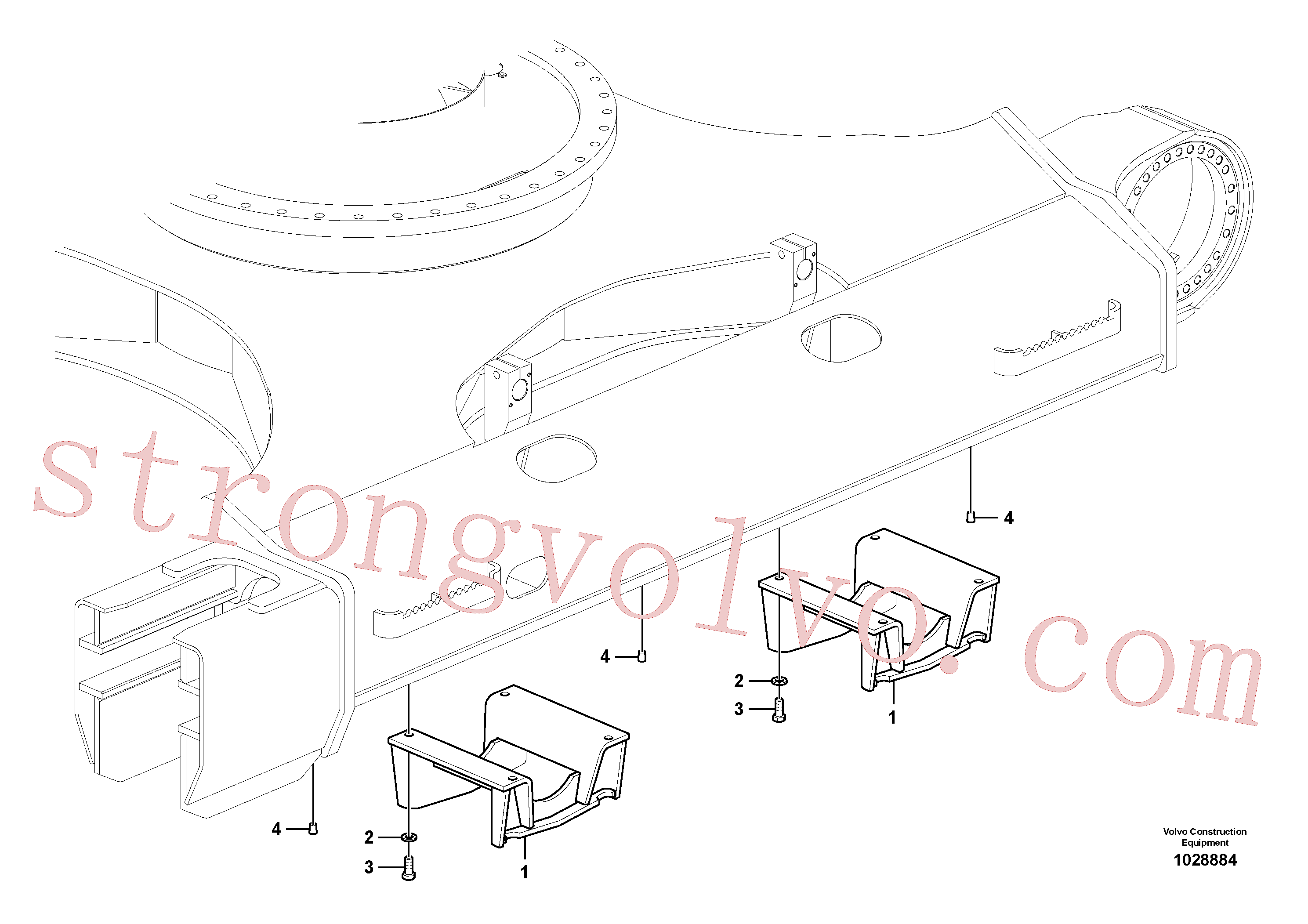 SA9447-02025 Volvo Substrutura, resguardo dos rastos(1028884 Montagem)