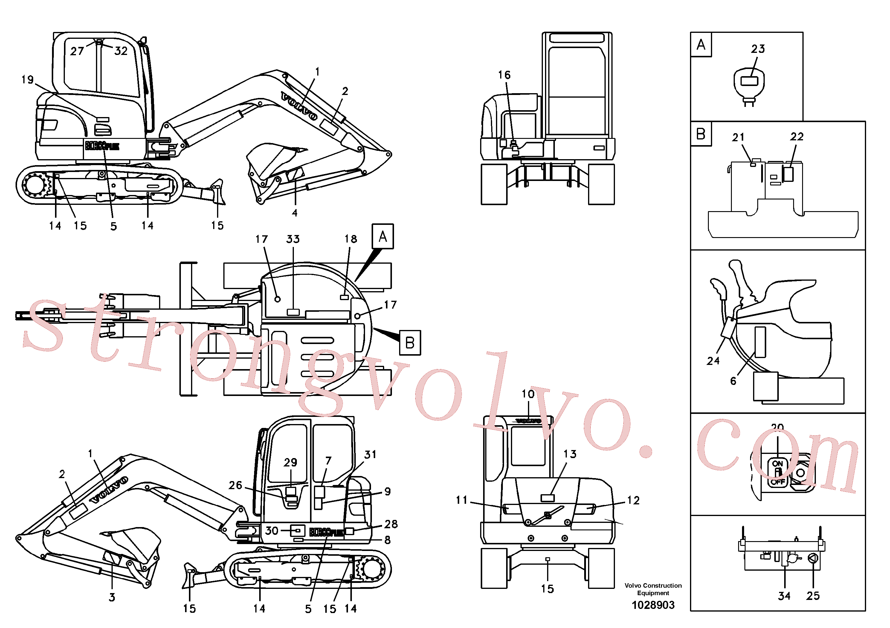VOE14542492 Volvo Etiquetas adesivas(1028903 Montagem)