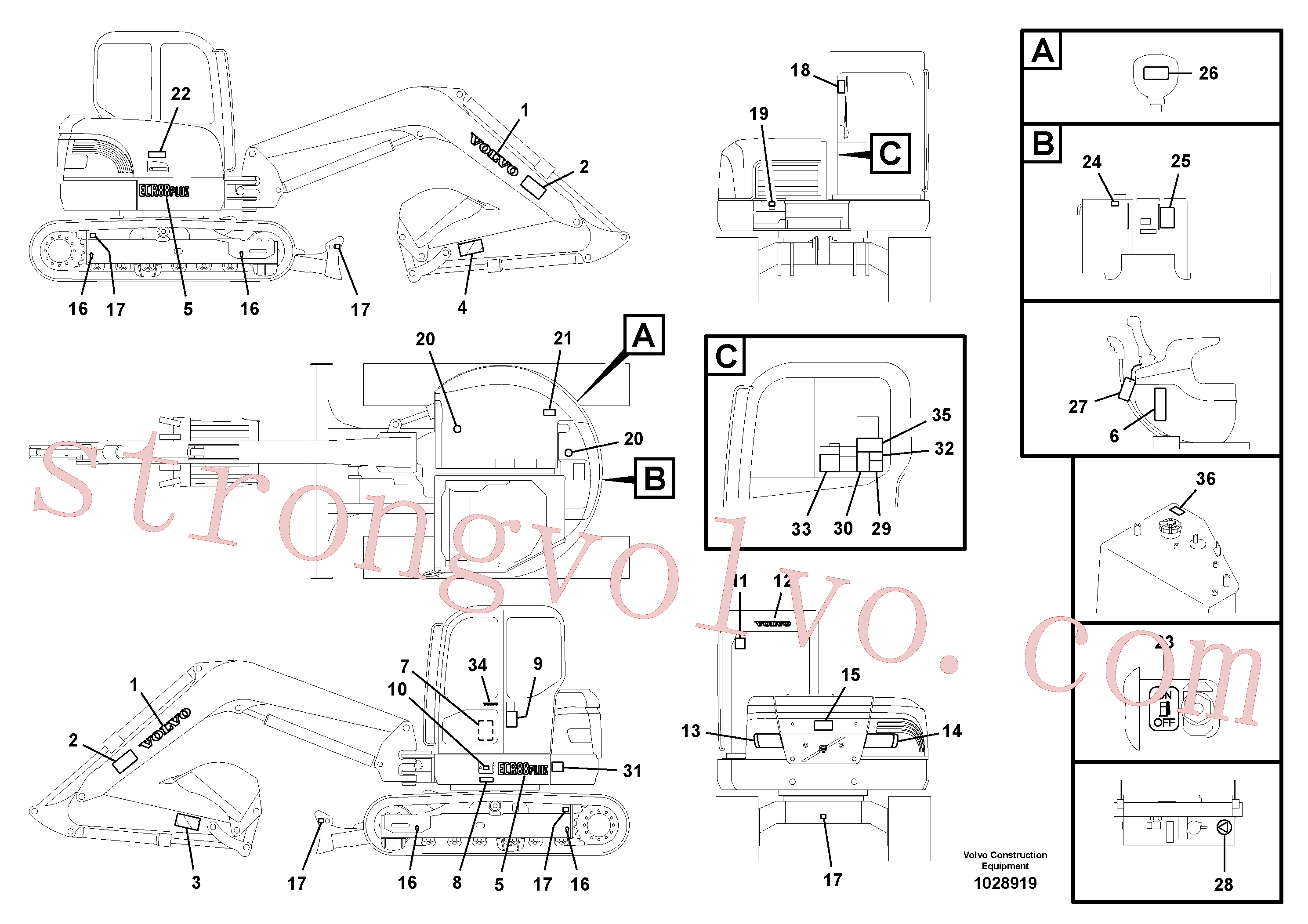 VOE14542492 Volvo Etiquetas adesivas(1028919 Montagem)