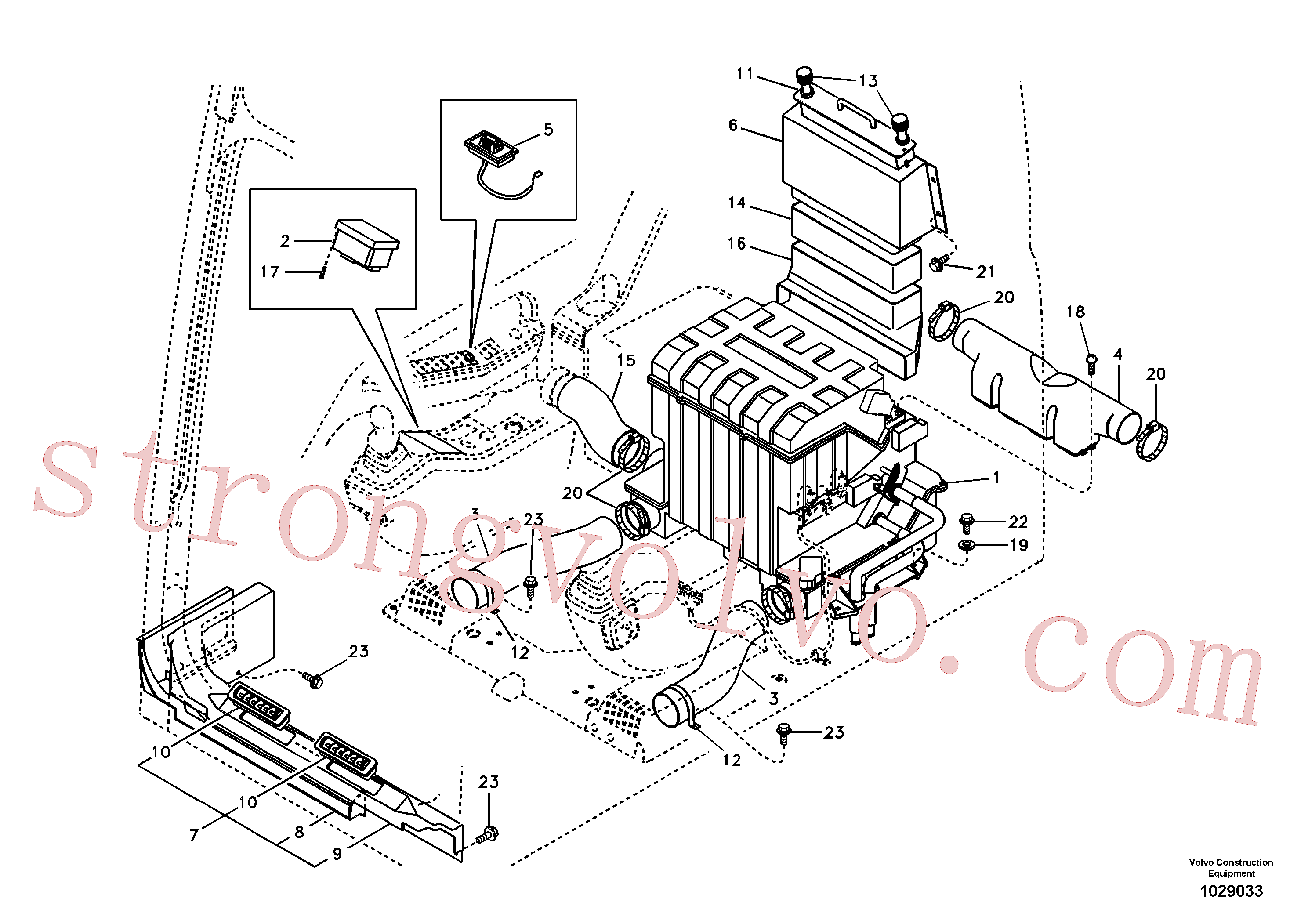SA9312-10350 Volvo Conduta de ar na cabina e chão da cabina(1029033 Montagem)