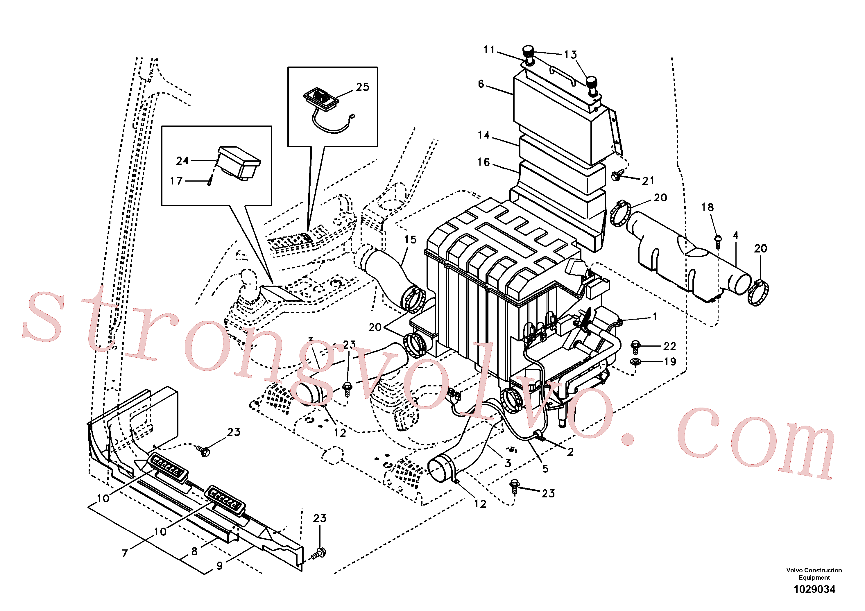 SA9312-10350 Volvo Conduta de ar na cabina e chão da cabina(1029034 Montagem)
