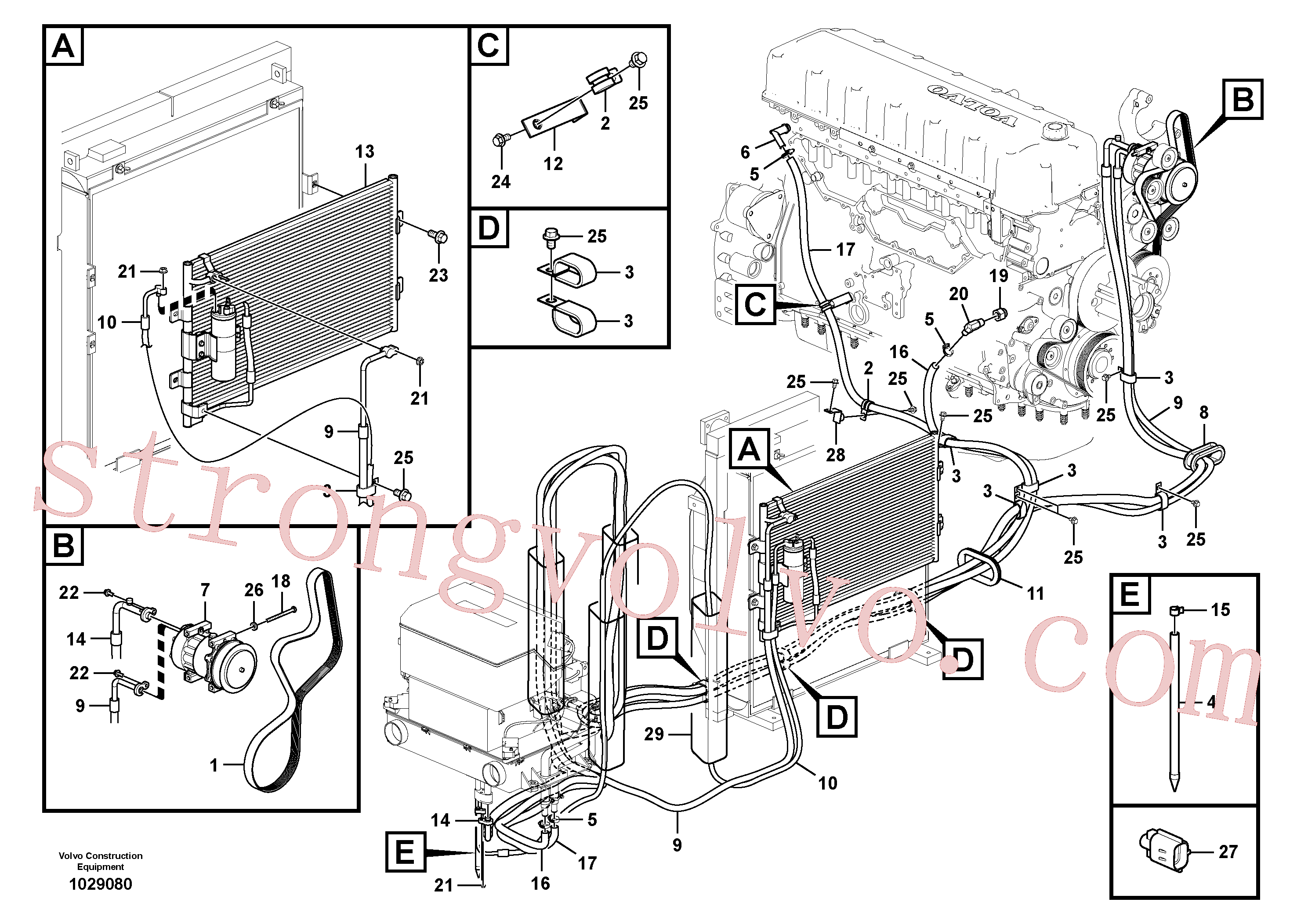 VOE14568570 Volvo Linha do ar condicionado, refrigeração e aquecimento(1029080 Montagem)