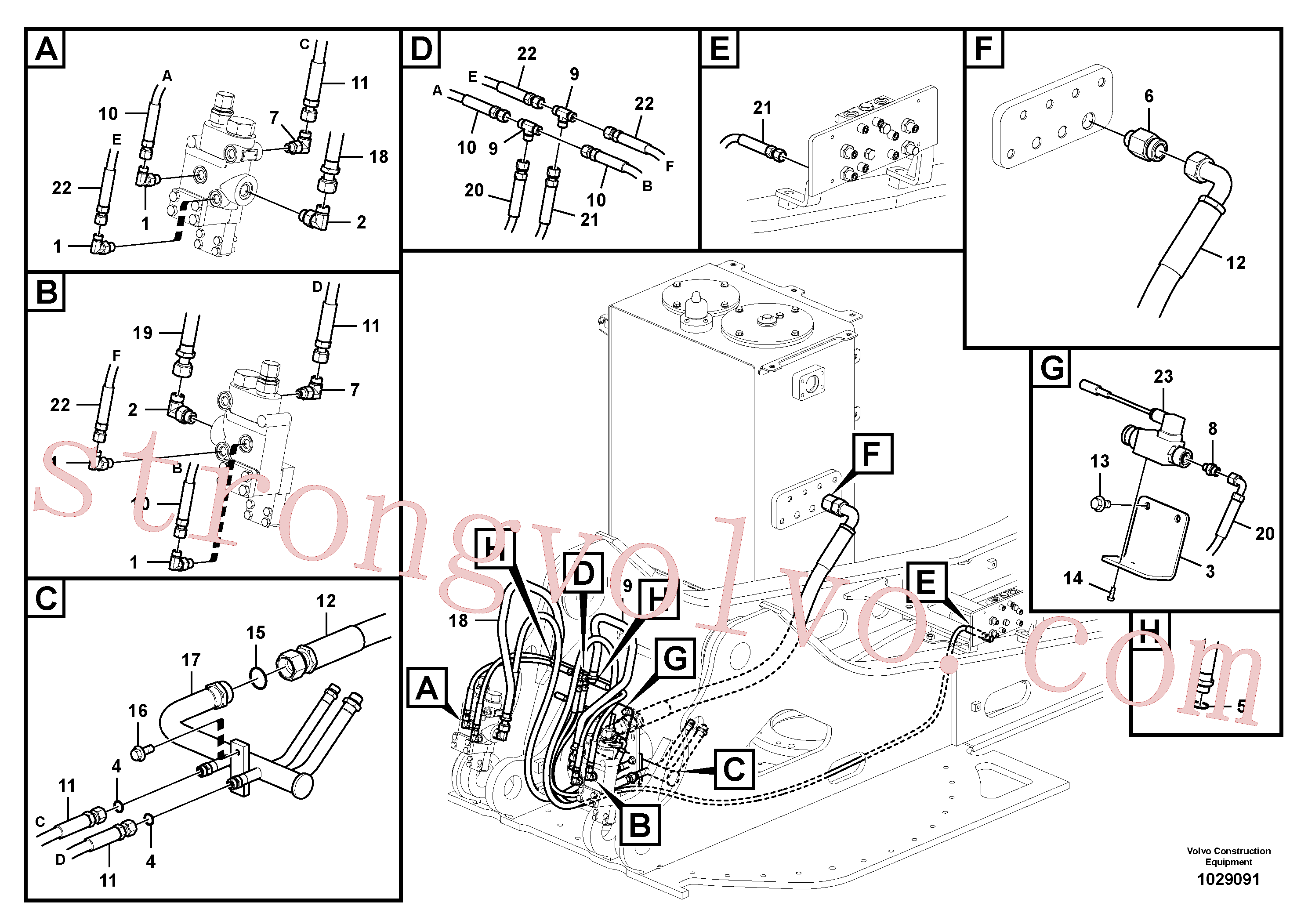 VOE937699 Volvo Hidráulica de serviço, ruptura da lança(1029091 Montagem)