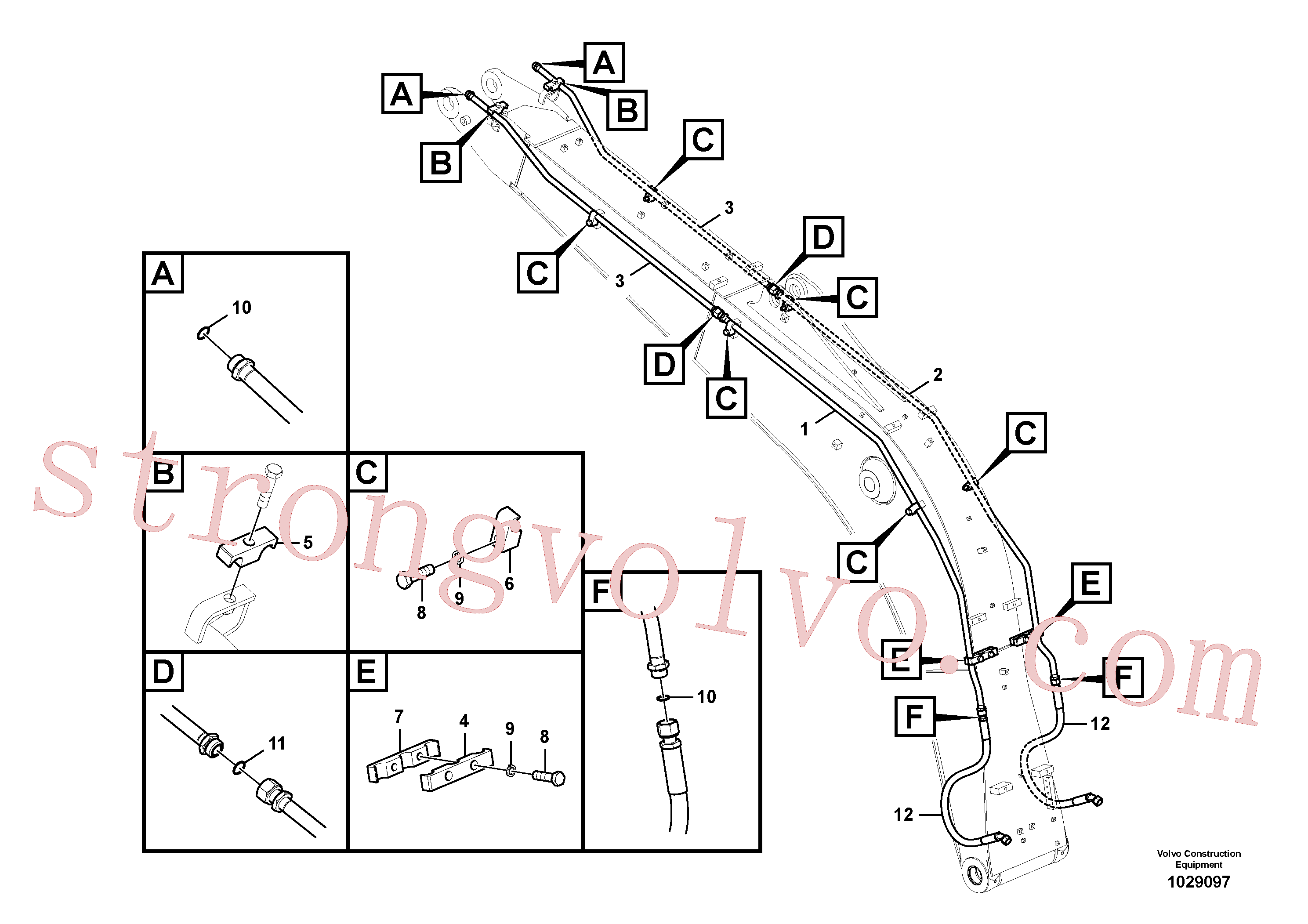 VOE14542649 Volvo Hidráulica de serviço, martelo e cortador para lança(1029097 Montagem)