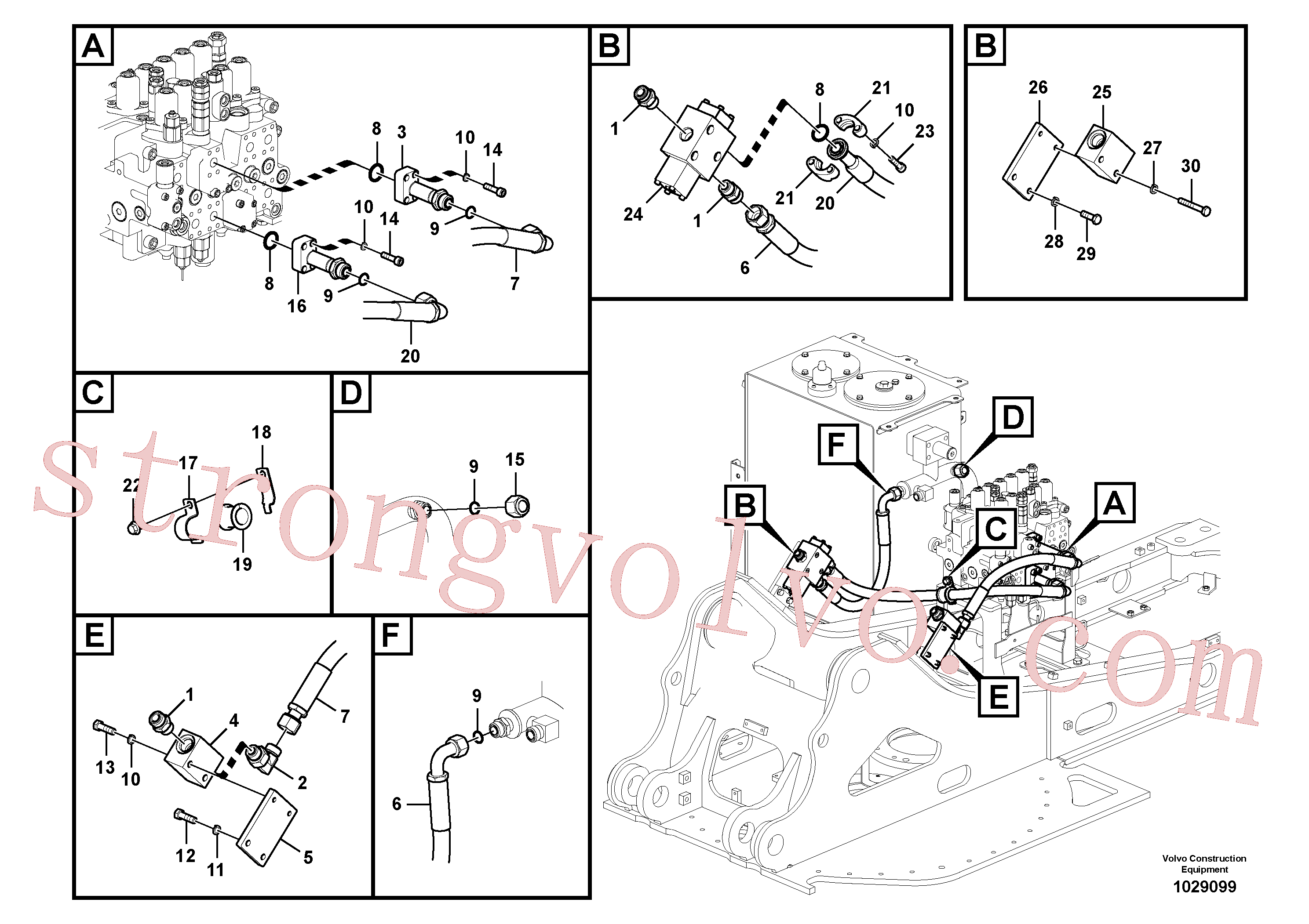 VOE938285 Volvo Hidráulica de serviço, martelo e cortador para topo(1029099 Montagem)