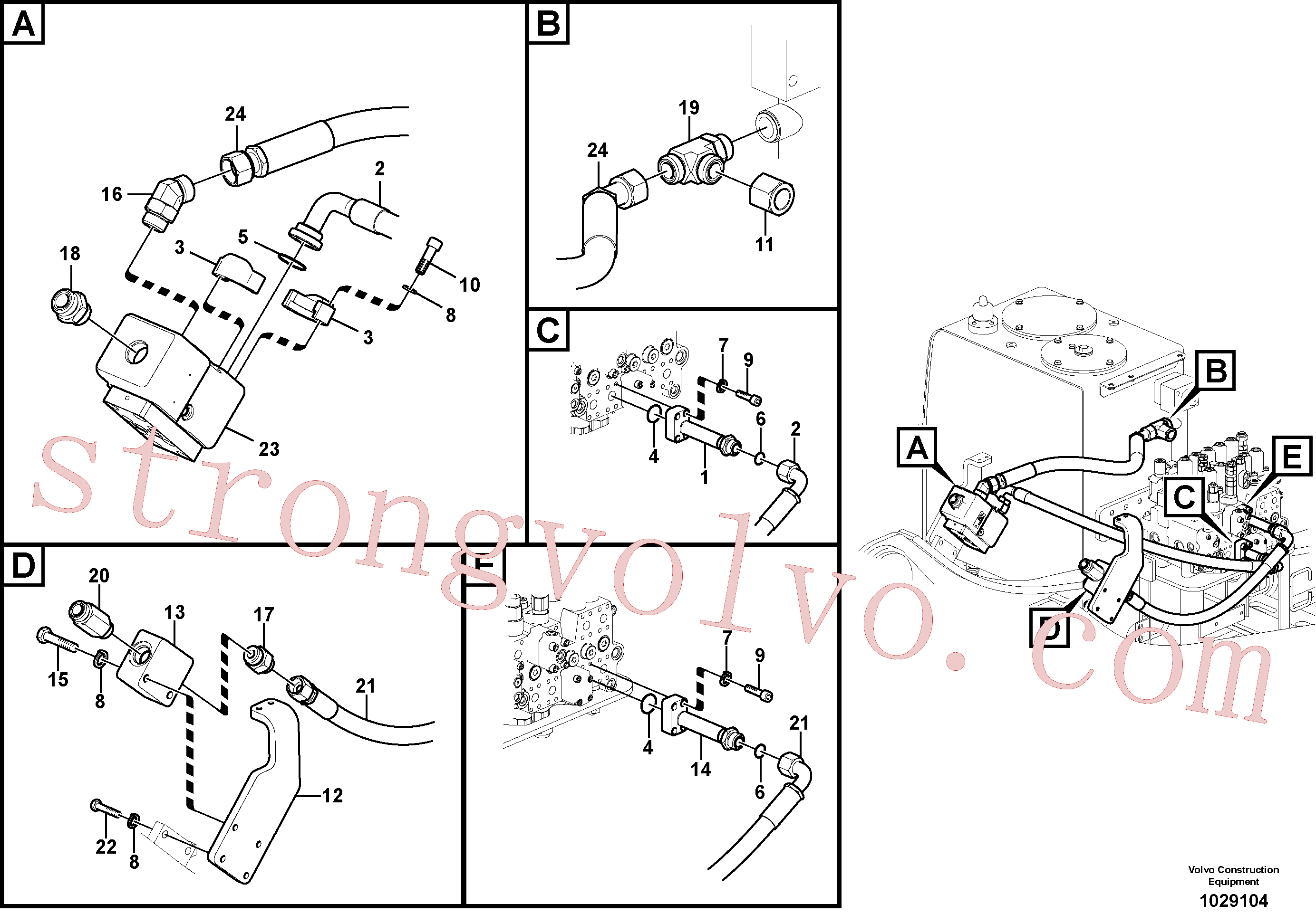 VOE14539229 Volvo Hidráulica de serviço, martelo e cortador para topo(1029104 Montagem)
