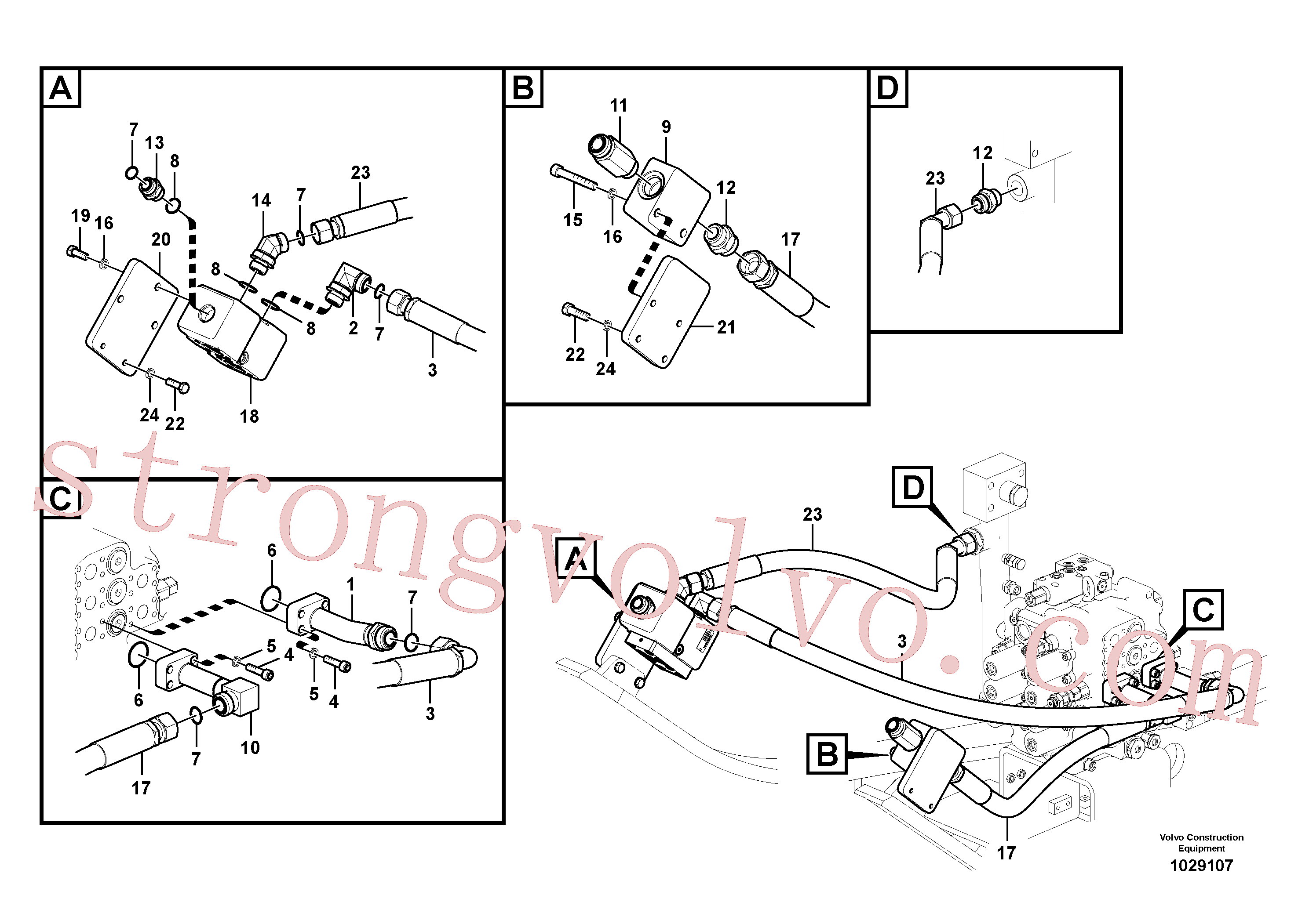 VOE14880282 Volvo Hidráulica de serviço, martelo e cortador para topo(1029107 Montagem)
