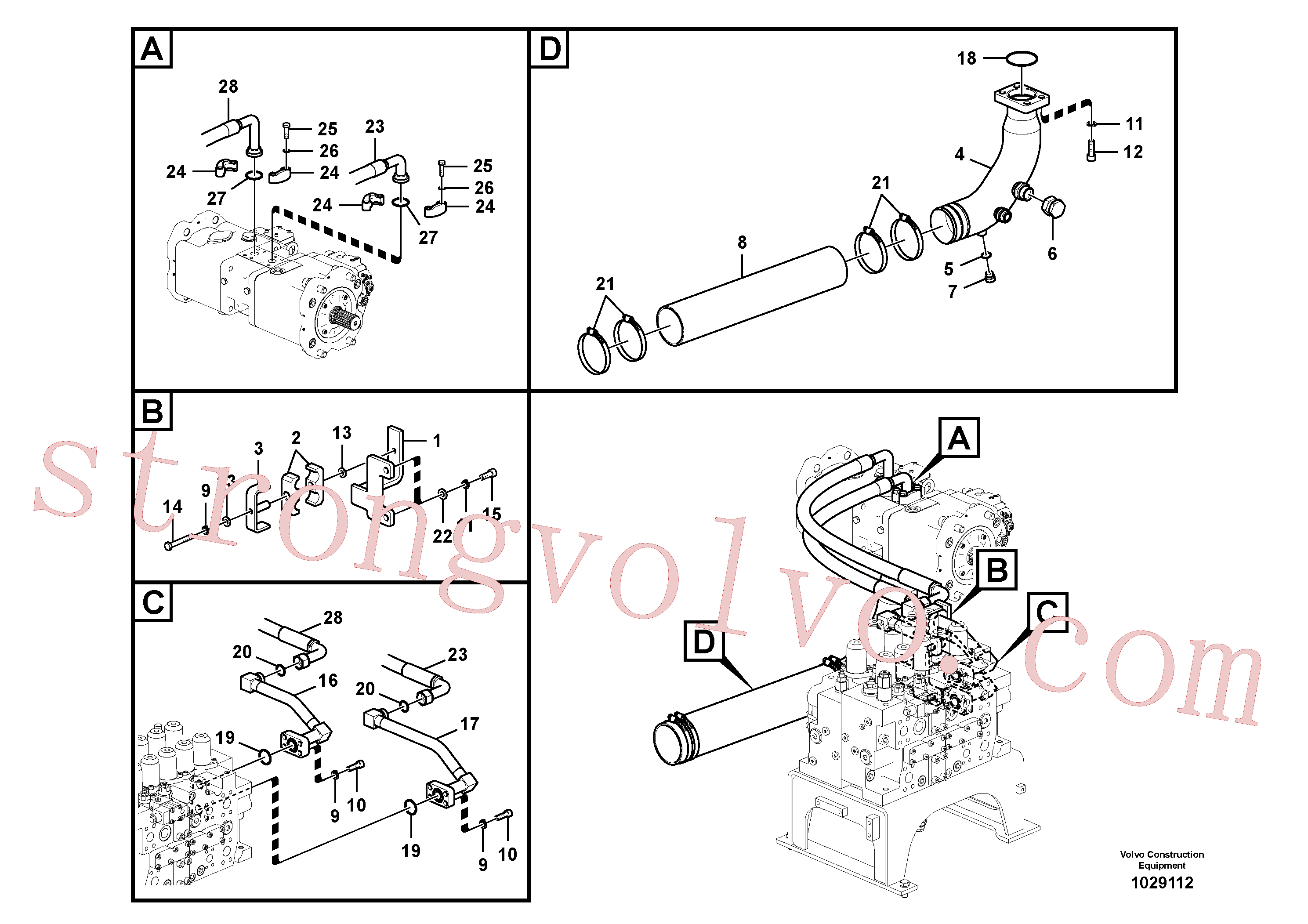 VOE14881257 Volvo Sistema hidráulico, tanque hidráulico para a bomba hidráulica(1029112 Montagem)