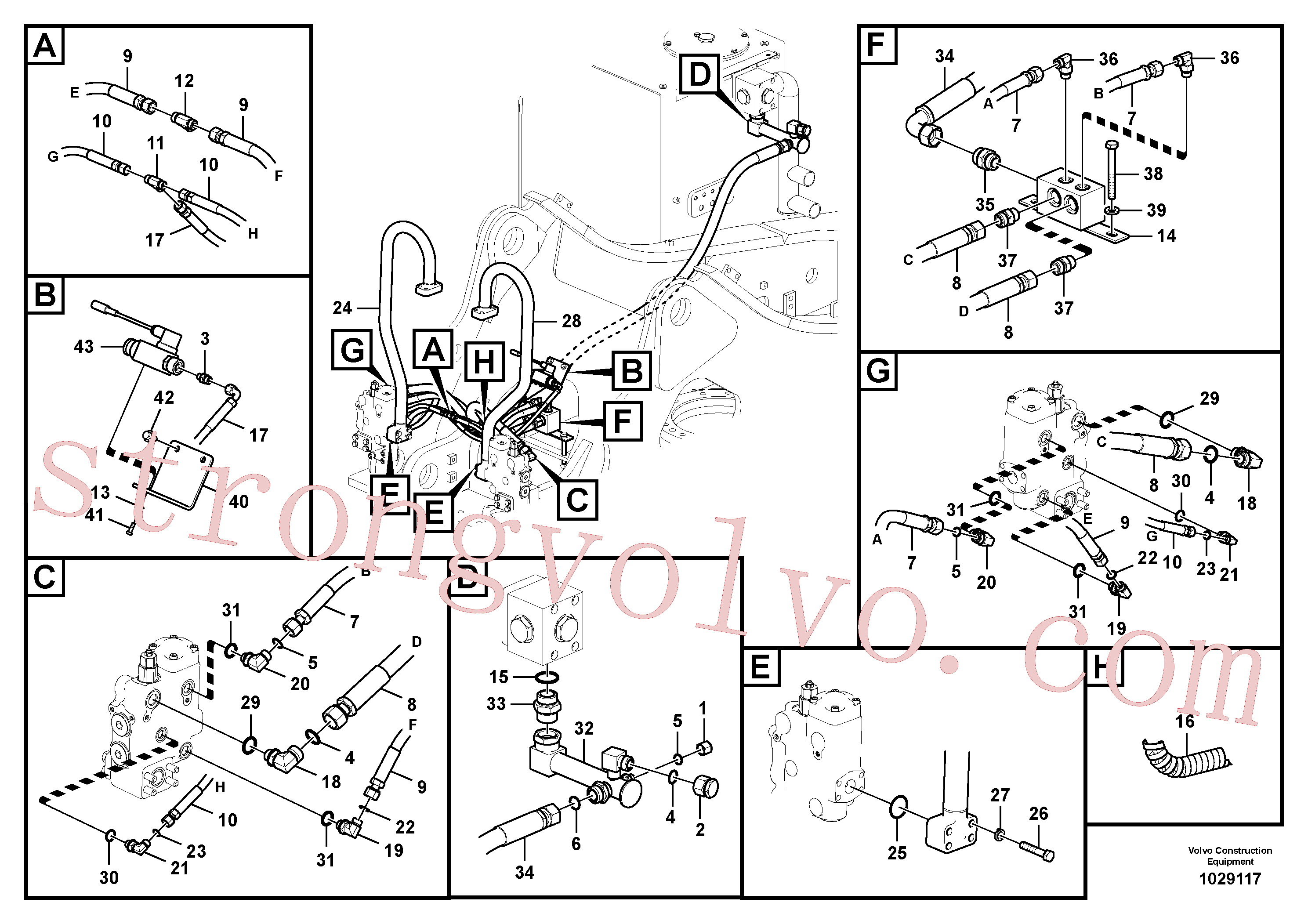 VOE14881959 Volvo Hidráulica de serviço, ruptura da lança(1029117 Montagem)