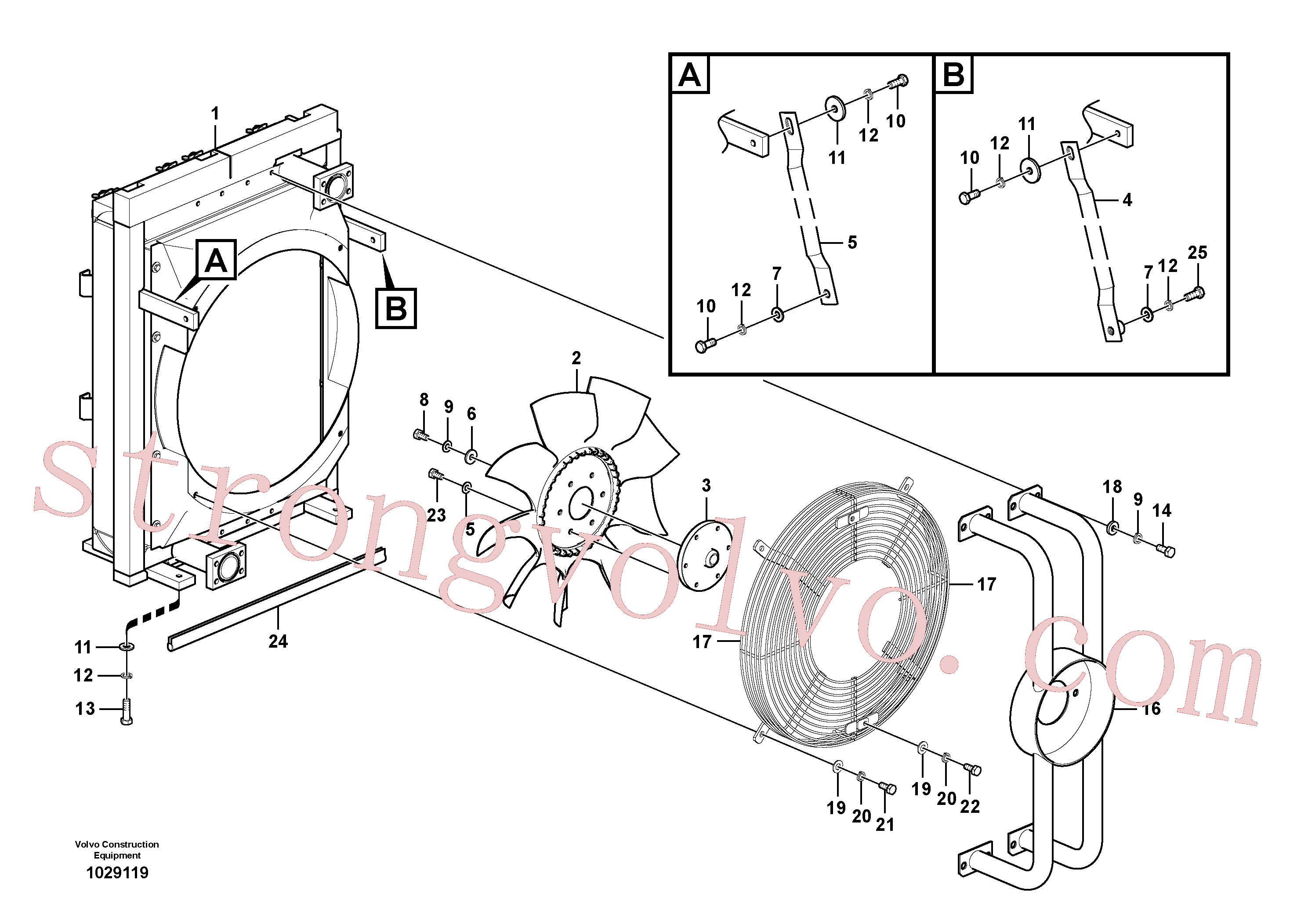 VOE14536398 Volvo Sistema hidráulico, suporte do refrigerador do óleo(1029119 Montagem)