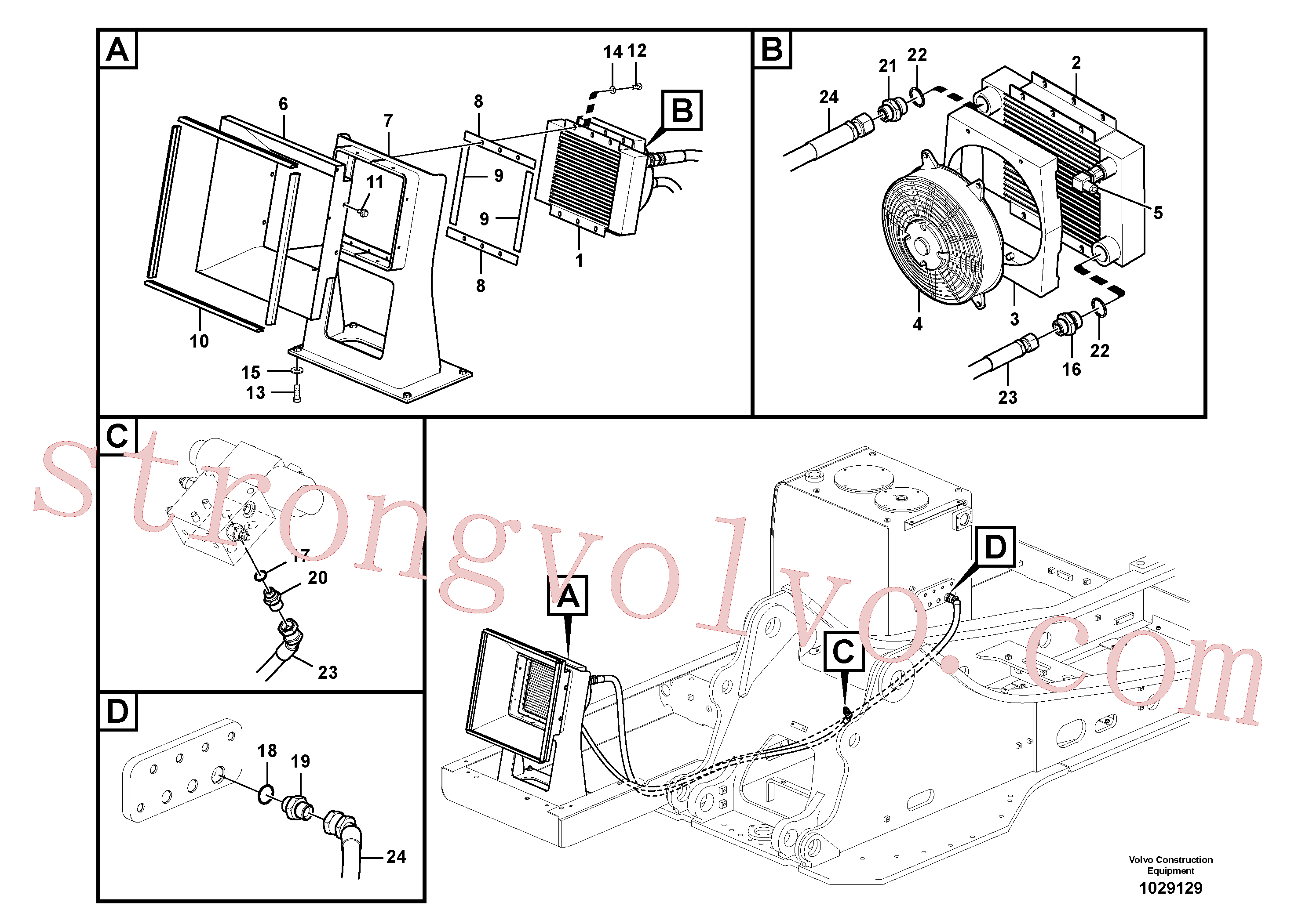 VOE14880920 Volvo Sistema hidráulico, tanque hidráulico para o refrigerador de óleo hidráulico(1029129 Montagem)
