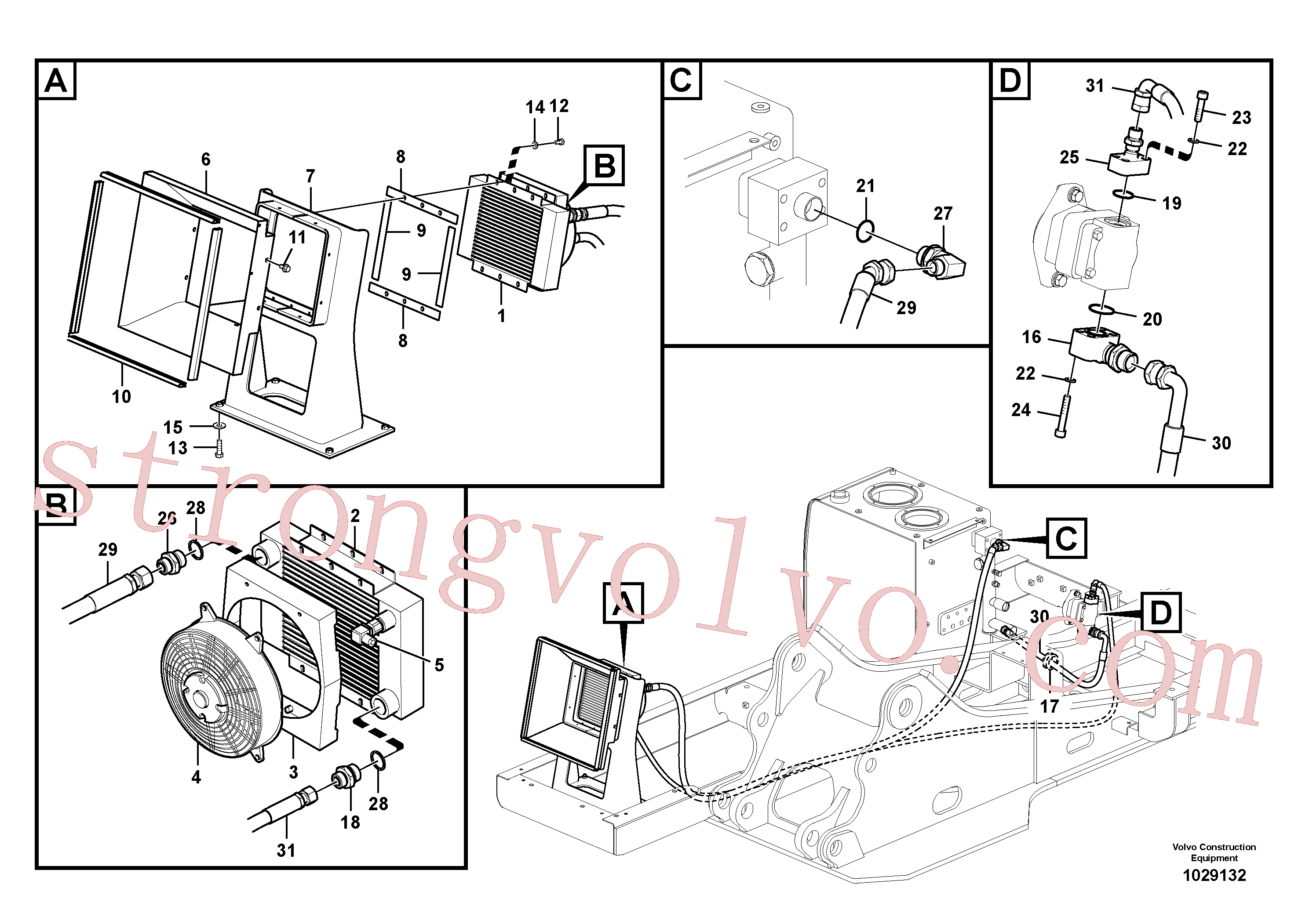 VOE14551028 Volvo Sistema hidráulico, tanque hidráulico para o refrigerador de óleo hidráulico(1029132 Montagem)