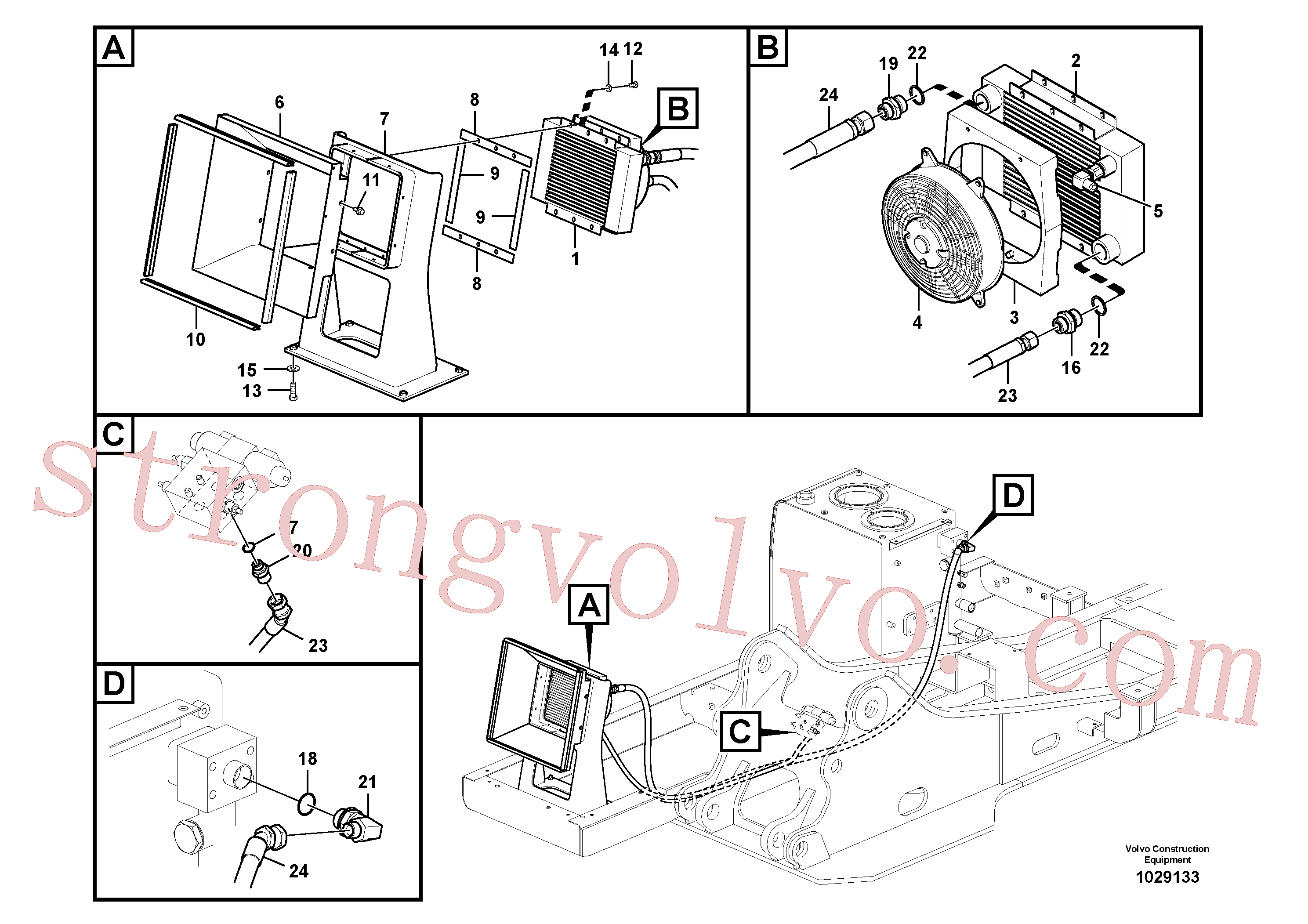 SA9412-31060 Volvo Sistema hidráulico, tanque hidráulico para o refrigerador de óleo hidráulico(1029133 Montagem)