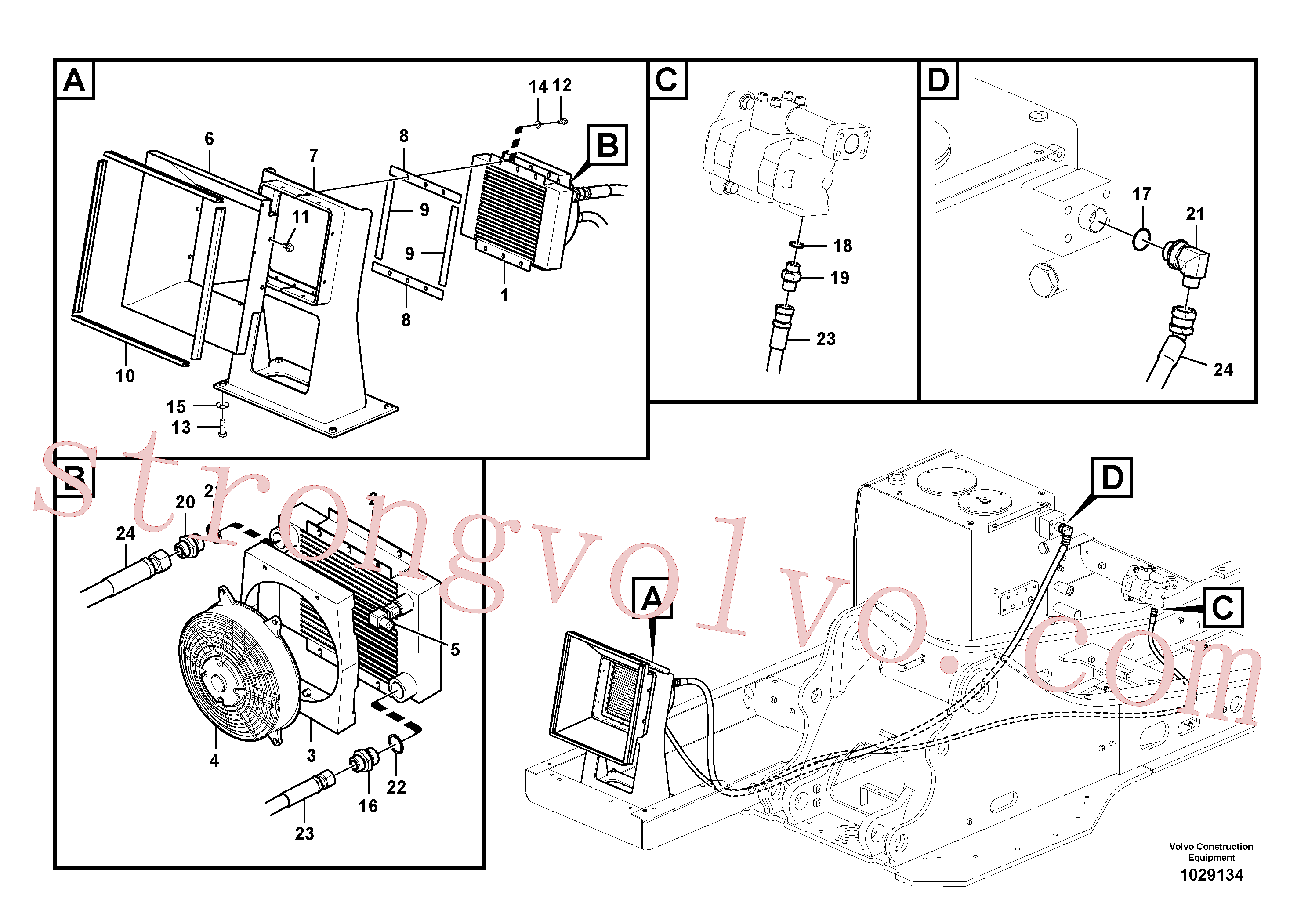 VOE14562152 Volvo Sistema hidráulico, tanque hidráulico para o refrigerador de óleo hidráulico(1029134 Montagem)