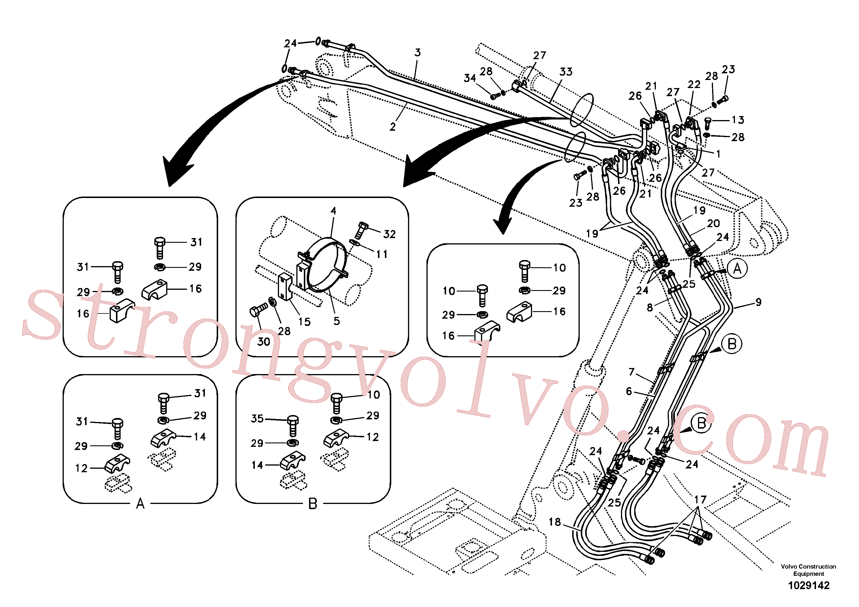Atacado SA9401-05629 Mangueira completa Volvo escavadeira