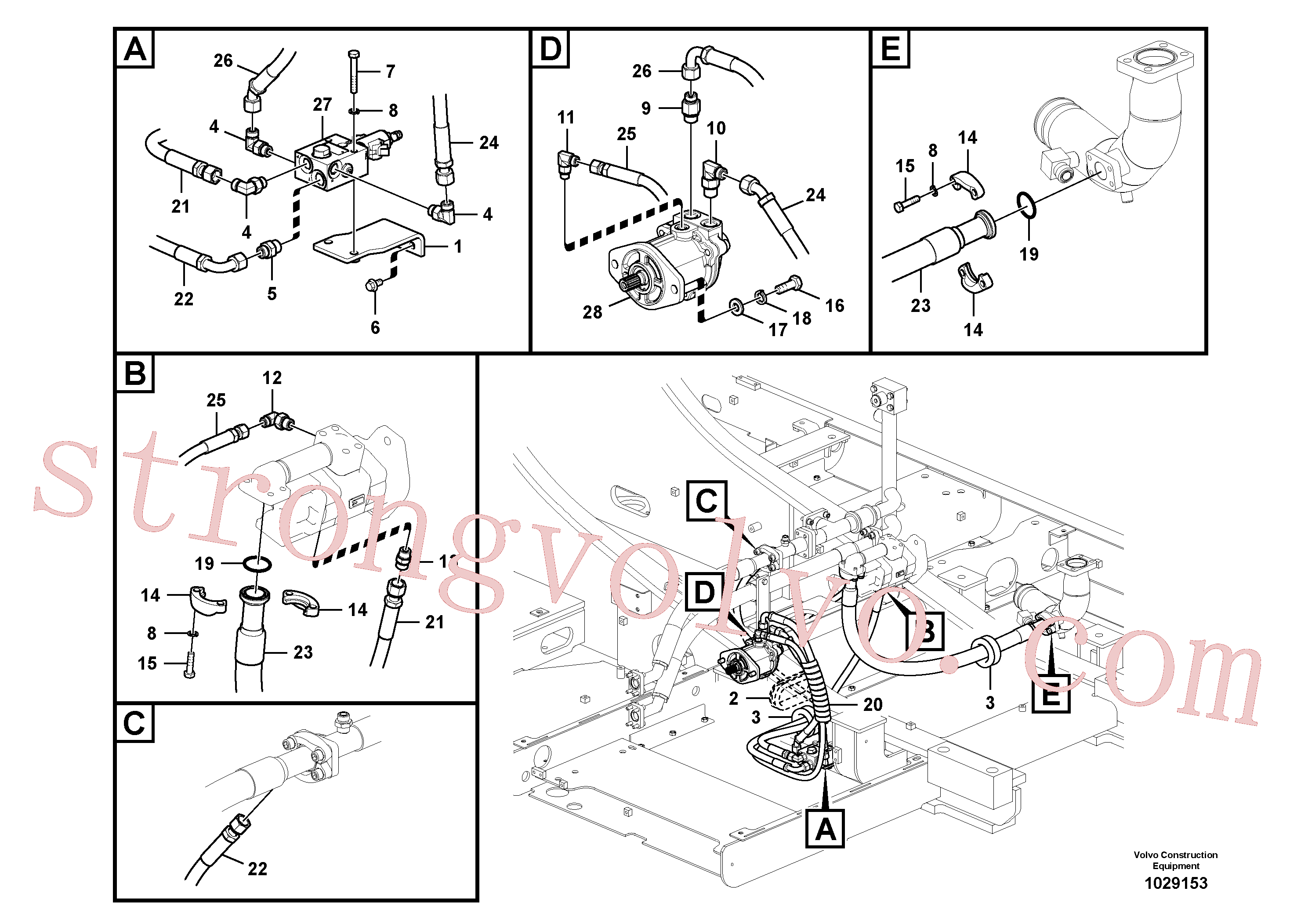 VOE15016427 Volvo Sistema hidráulico, sistema refrigerante do óleo(1029153 Montagem)