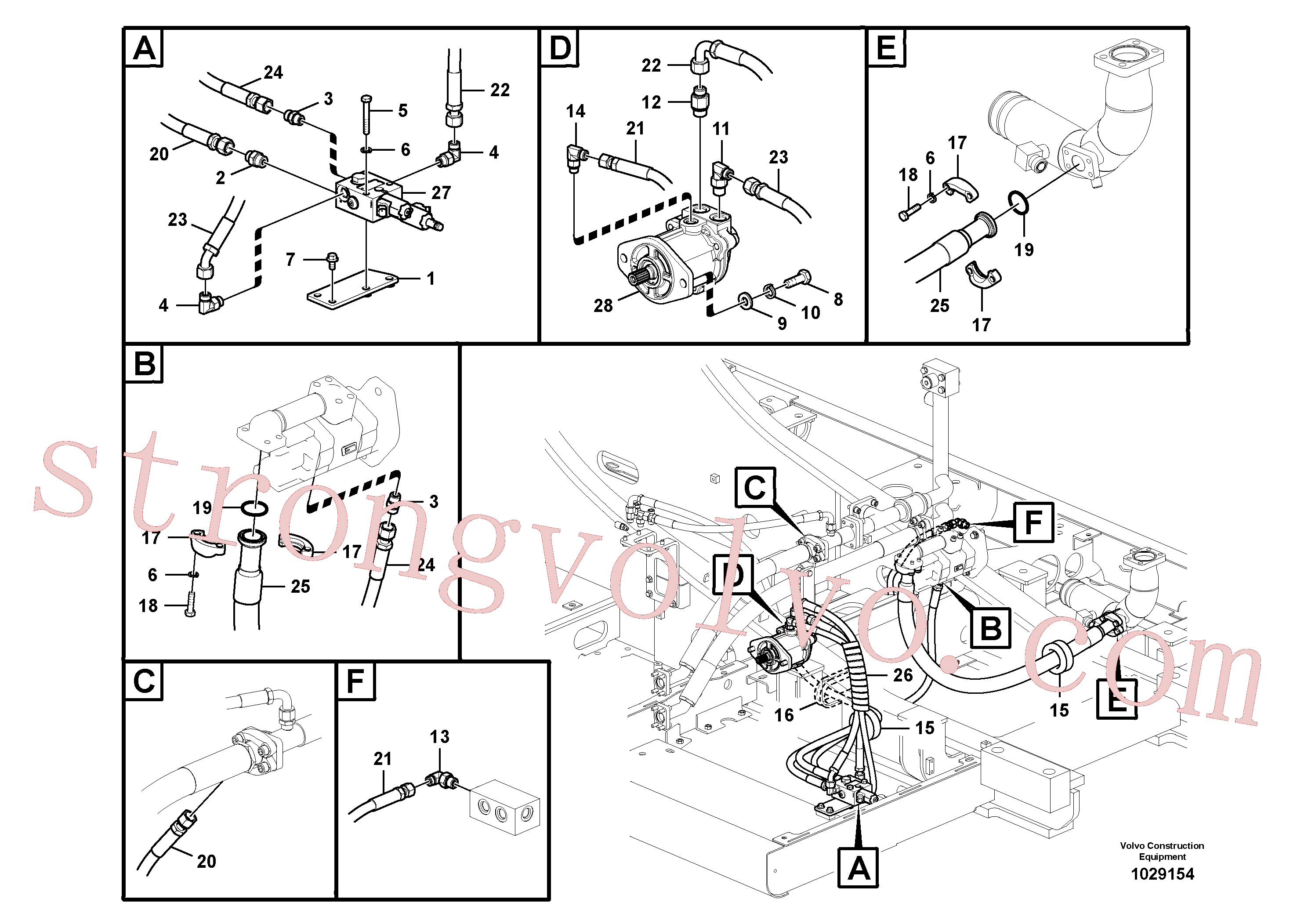 SA9403-04615 Volvo Sistema hidráulico, sistema refrigerante do óleo(1029154 Montagem)
