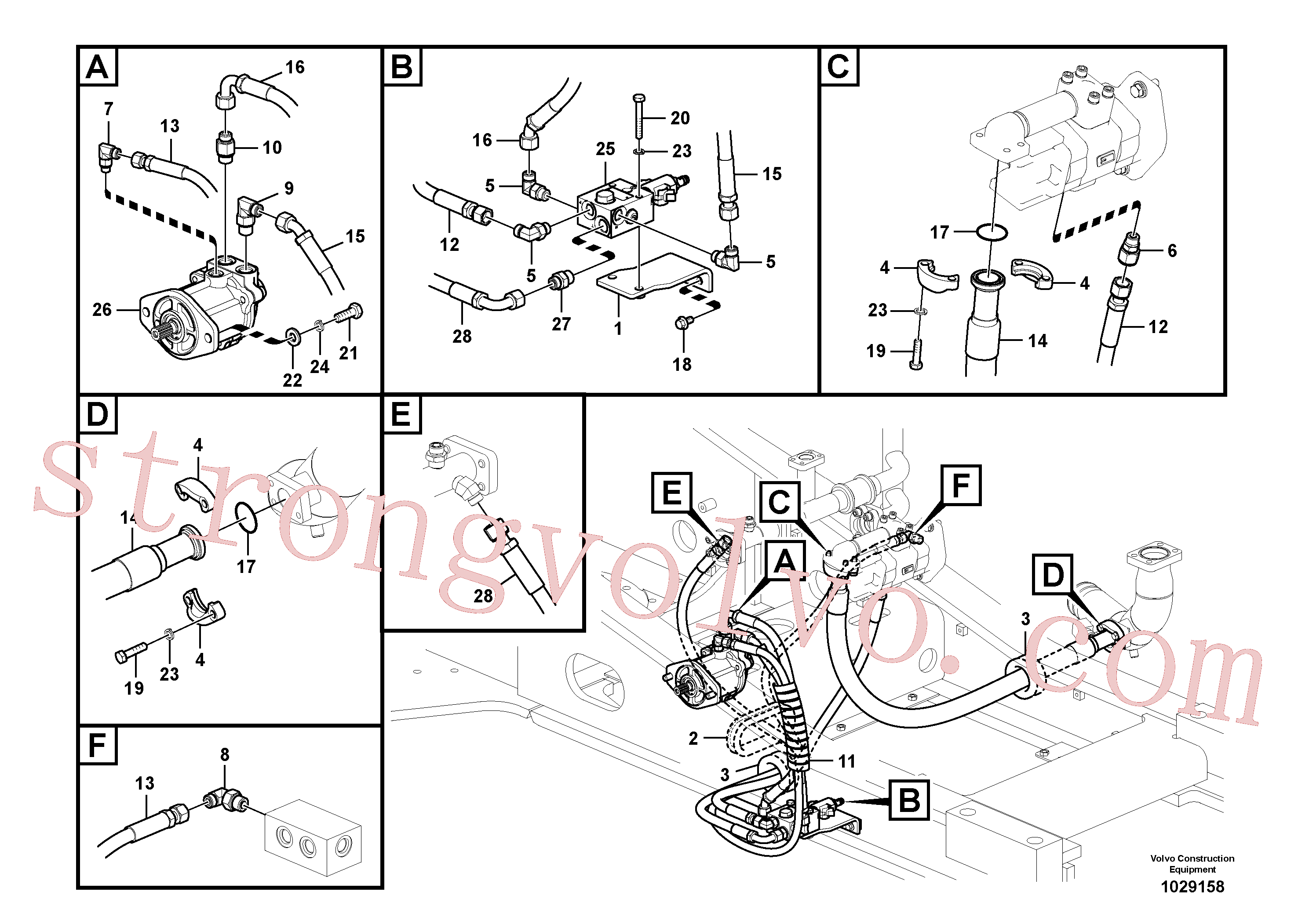 VOE15016427 Volvo Sistema hidráulico, sistema refrigerante do óleo(1029158 Montagem)