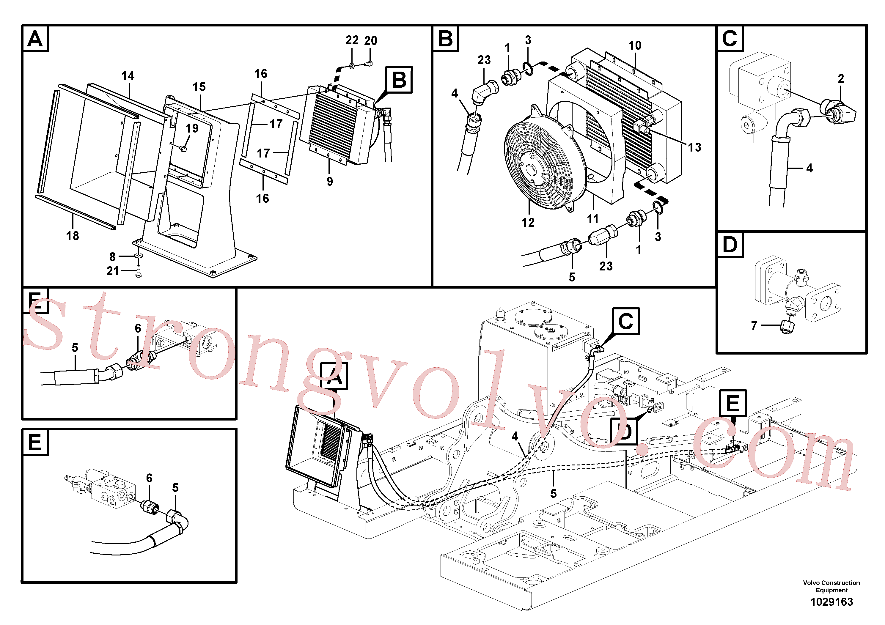VOE14551028 Volvo Sistema hidráulico, tanque hidráulico para o refrigerador de óleo hidráulico(1029163 Montagem)