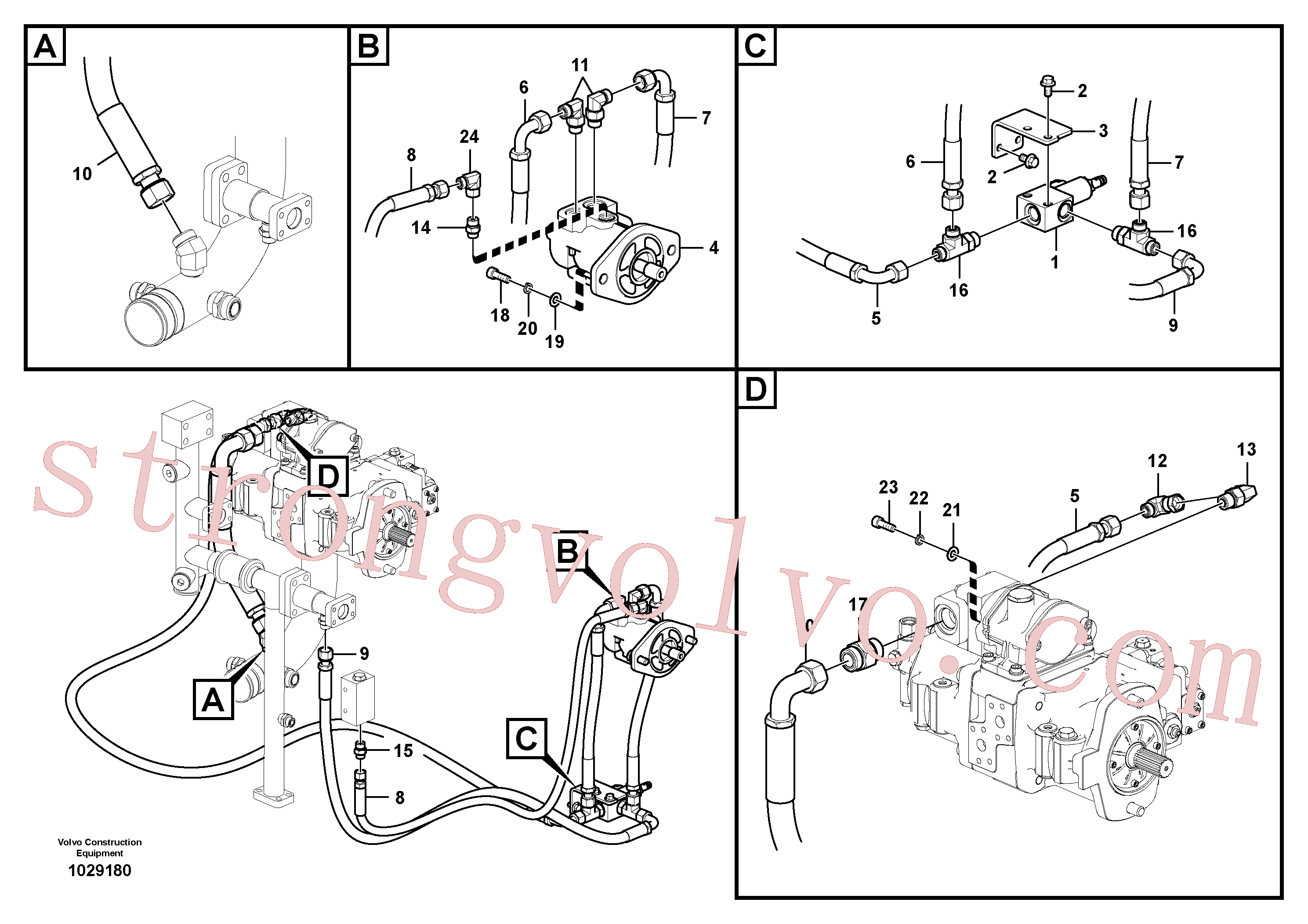 VOE15036413 Mangueira completa Volvo escavadeira