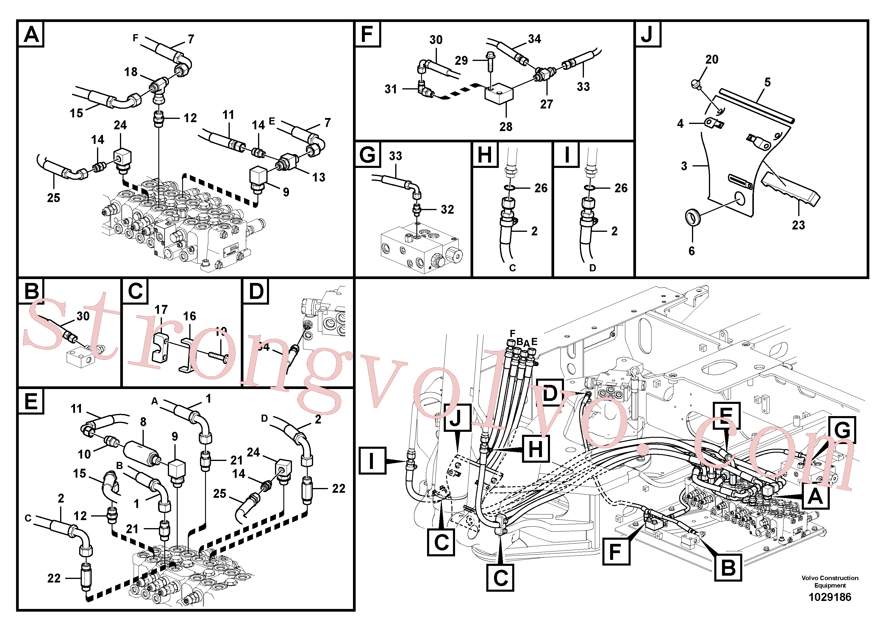 VOE14553304 Volvo Sistema hidráulico, válvula de comando da lança e articulação(1029186 Montagem)