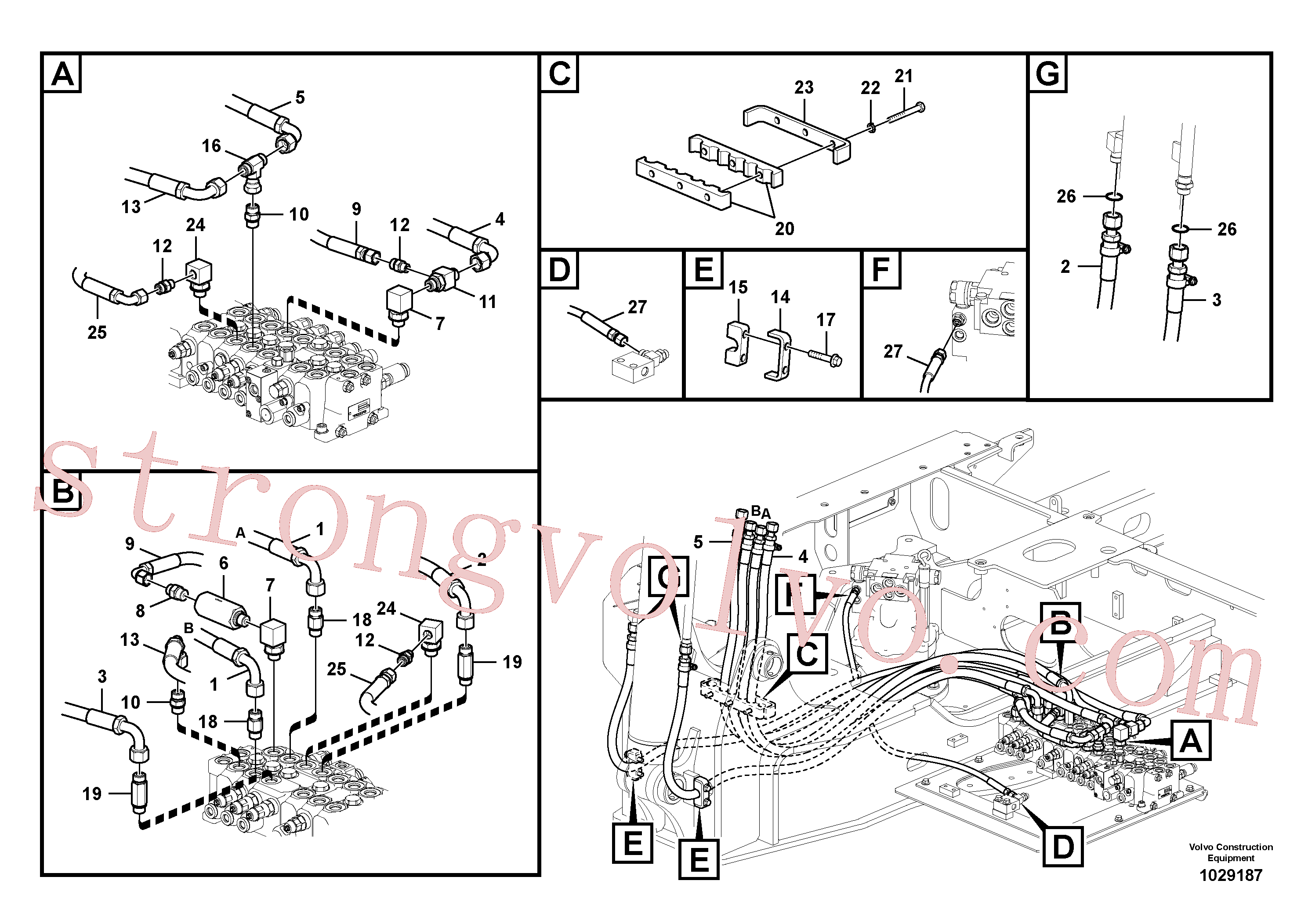 VOE14531090 Volvo Sistema hidráulico, válvula de comando da lança e articulação(1029187 Montagem)