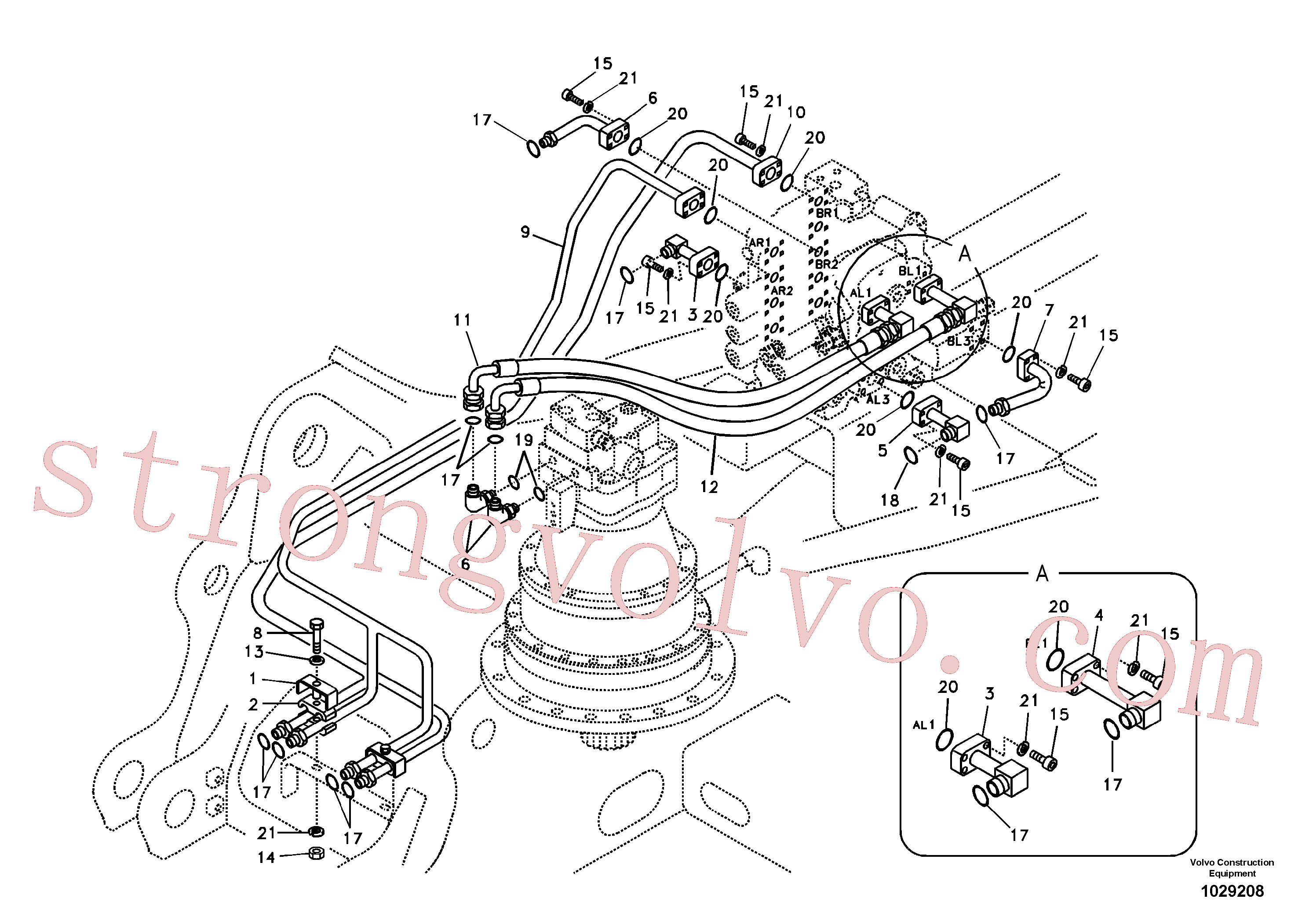 VOE14505761 Volvo Sistema hidráulico, válvula de comando da lança e articulação(1029208 Montagem)