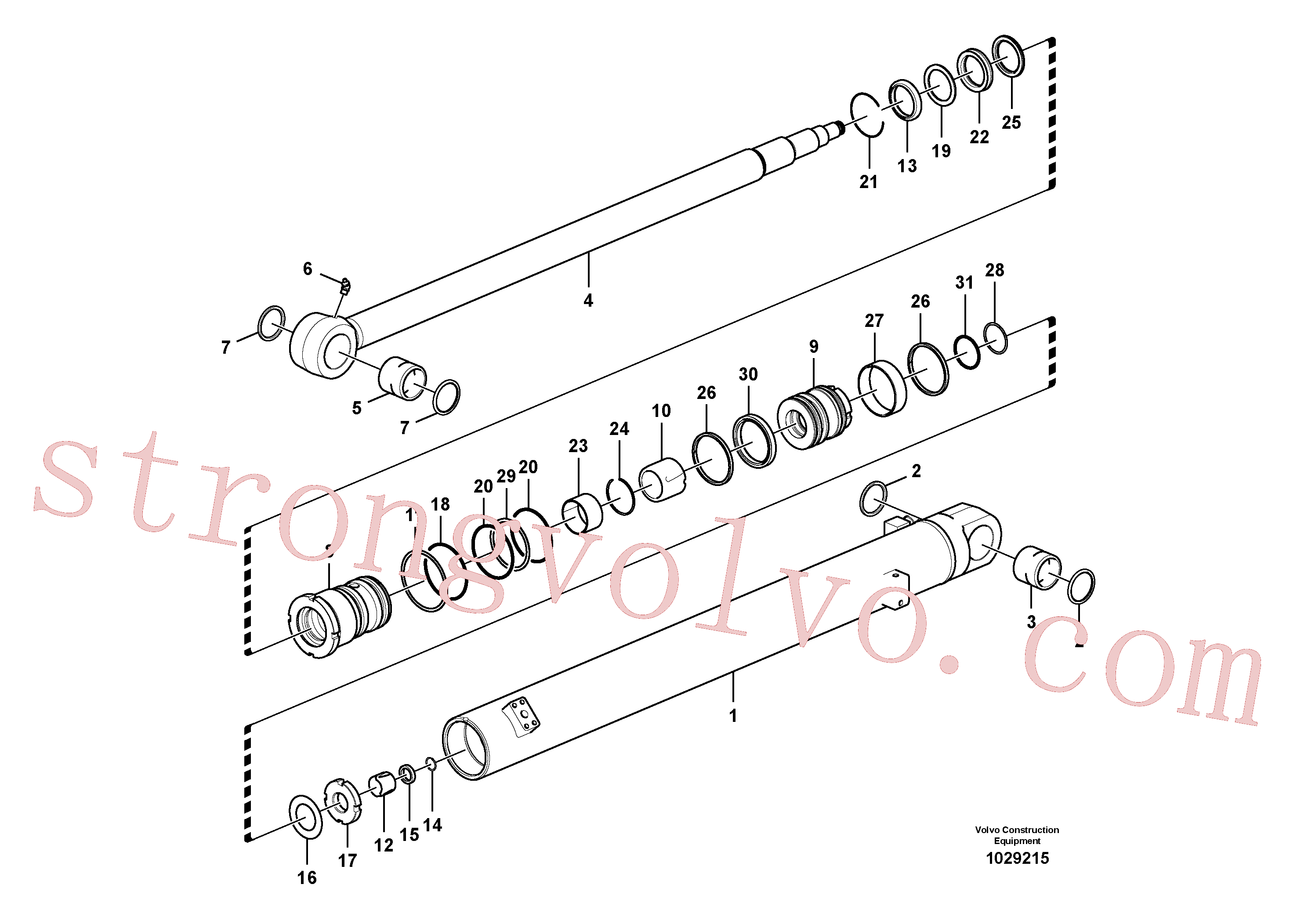 VOE14880699 Volvo Cilindro do braço de afundamento(1029215 Montagem)