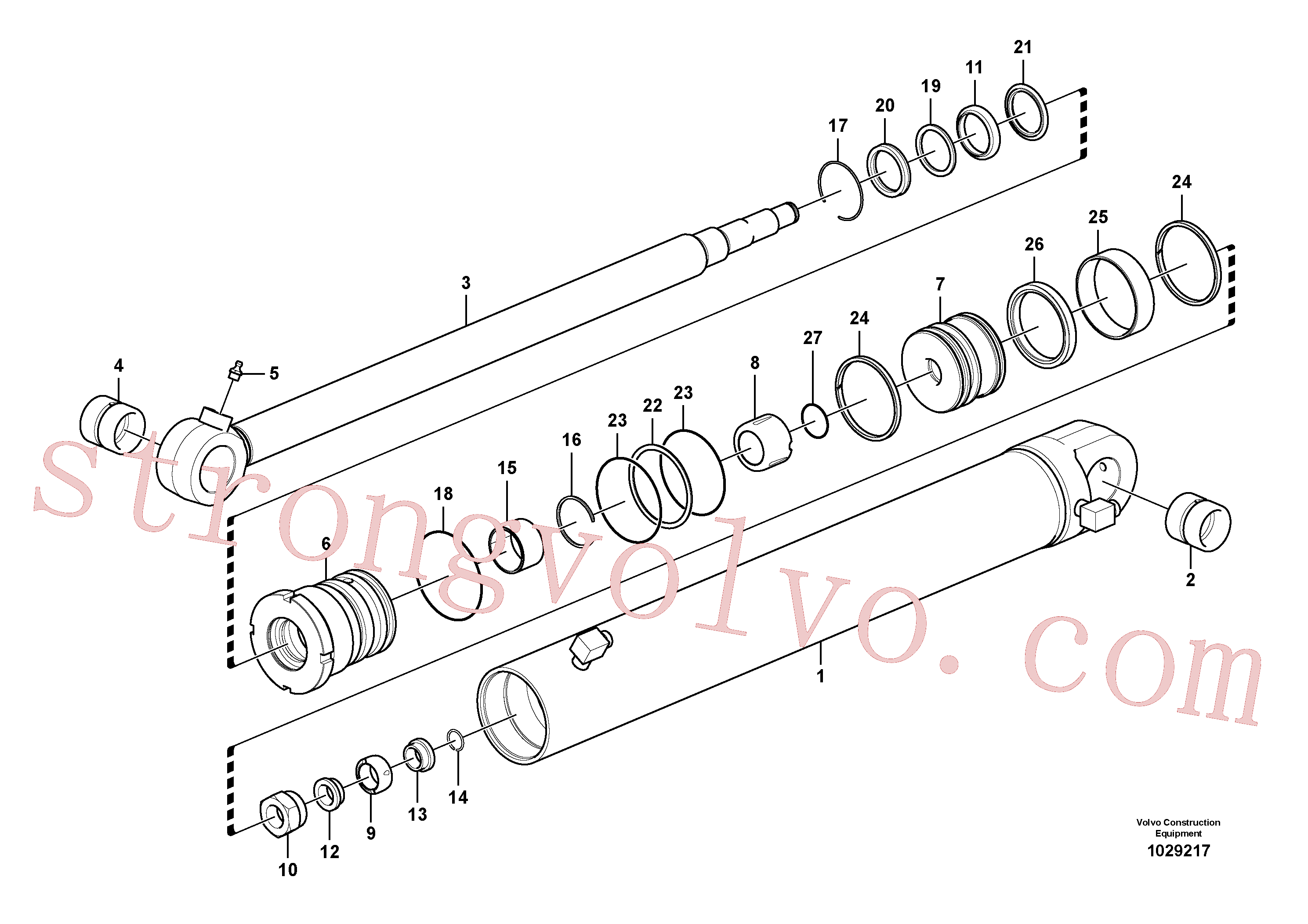 SA8148-14051 Volvo Cilindro de rotação da lança(1029217 Montagem)