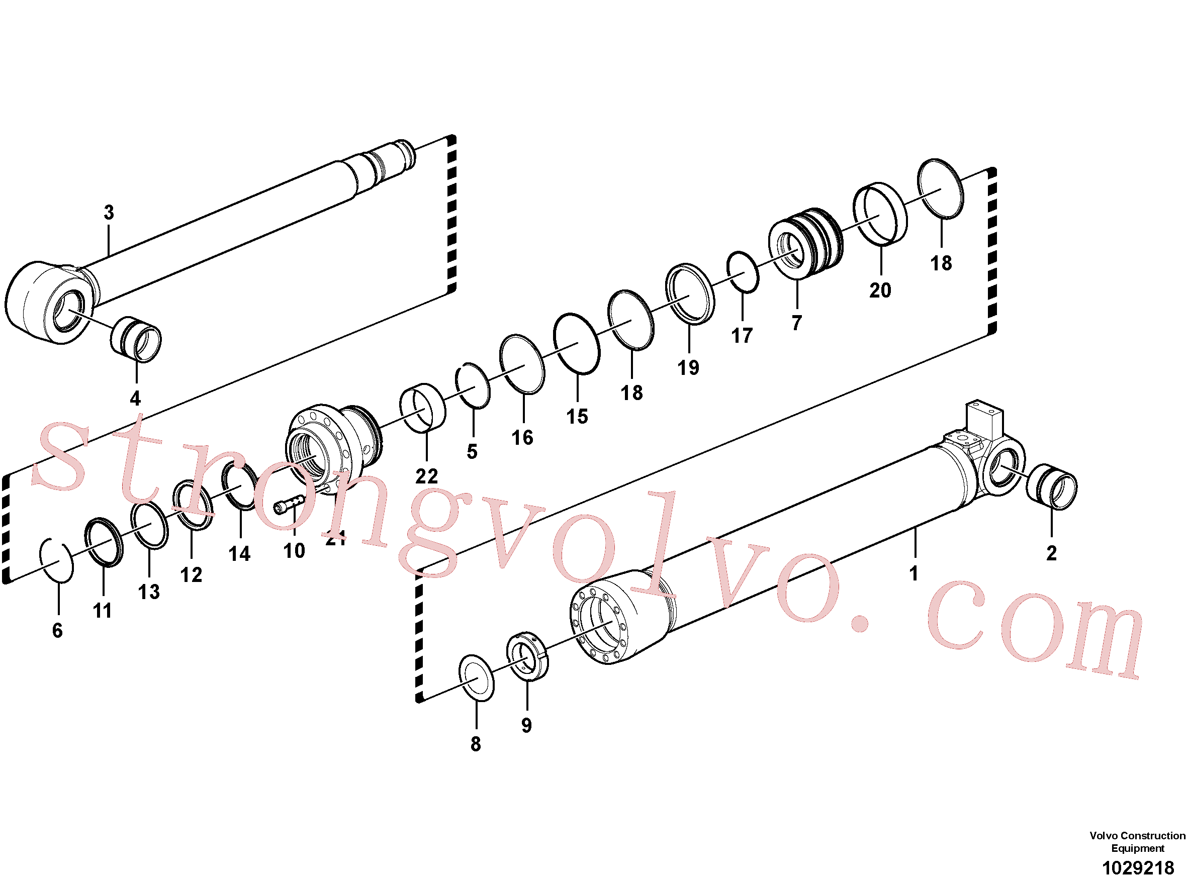 VOE14517951 Volvo Cilindro da lâmina niveladora(1029218 Montagem)
