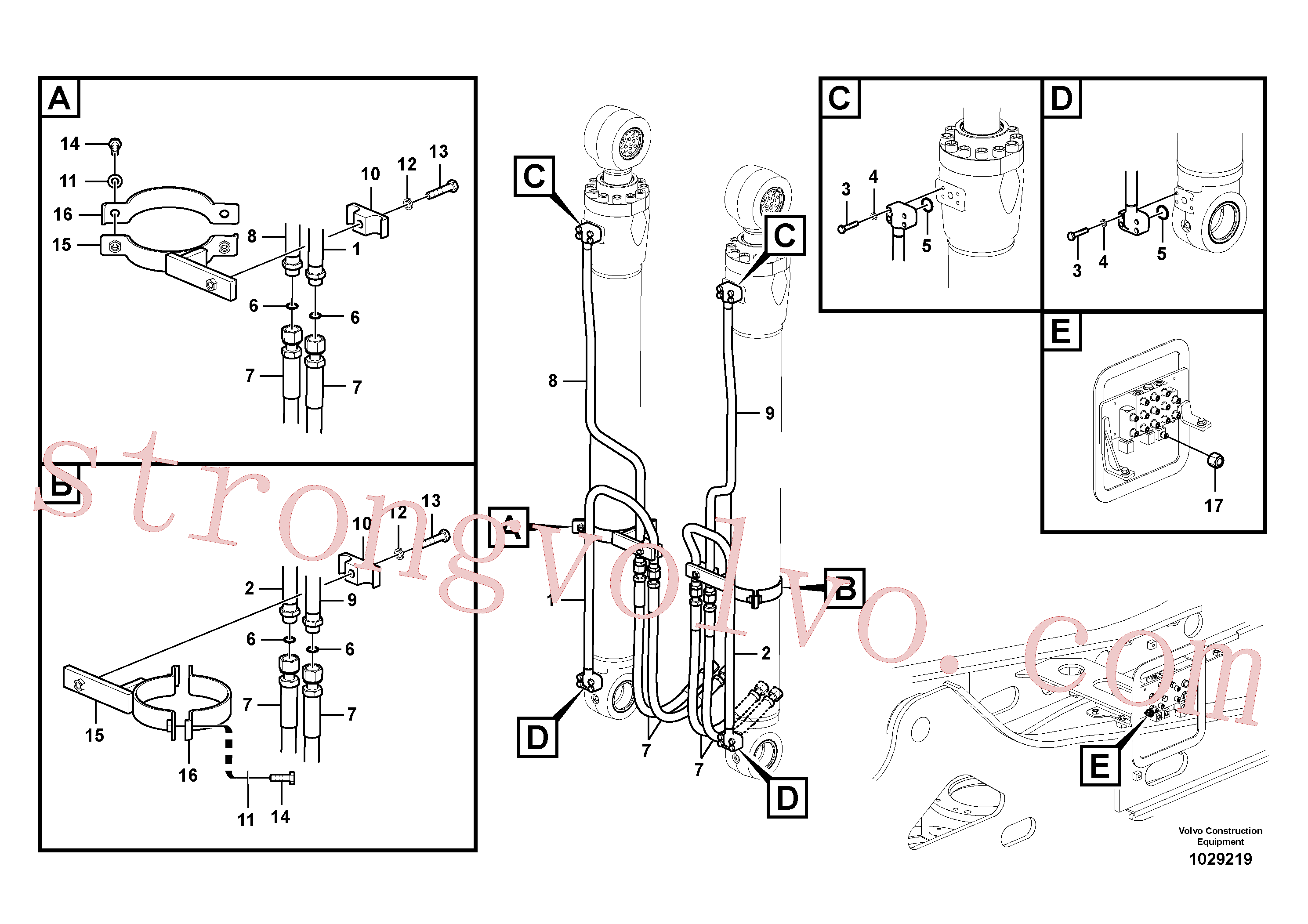 VOE14547288 Volvo Hidráulica de serviço, cilindro da lança(1029219 Montagem)