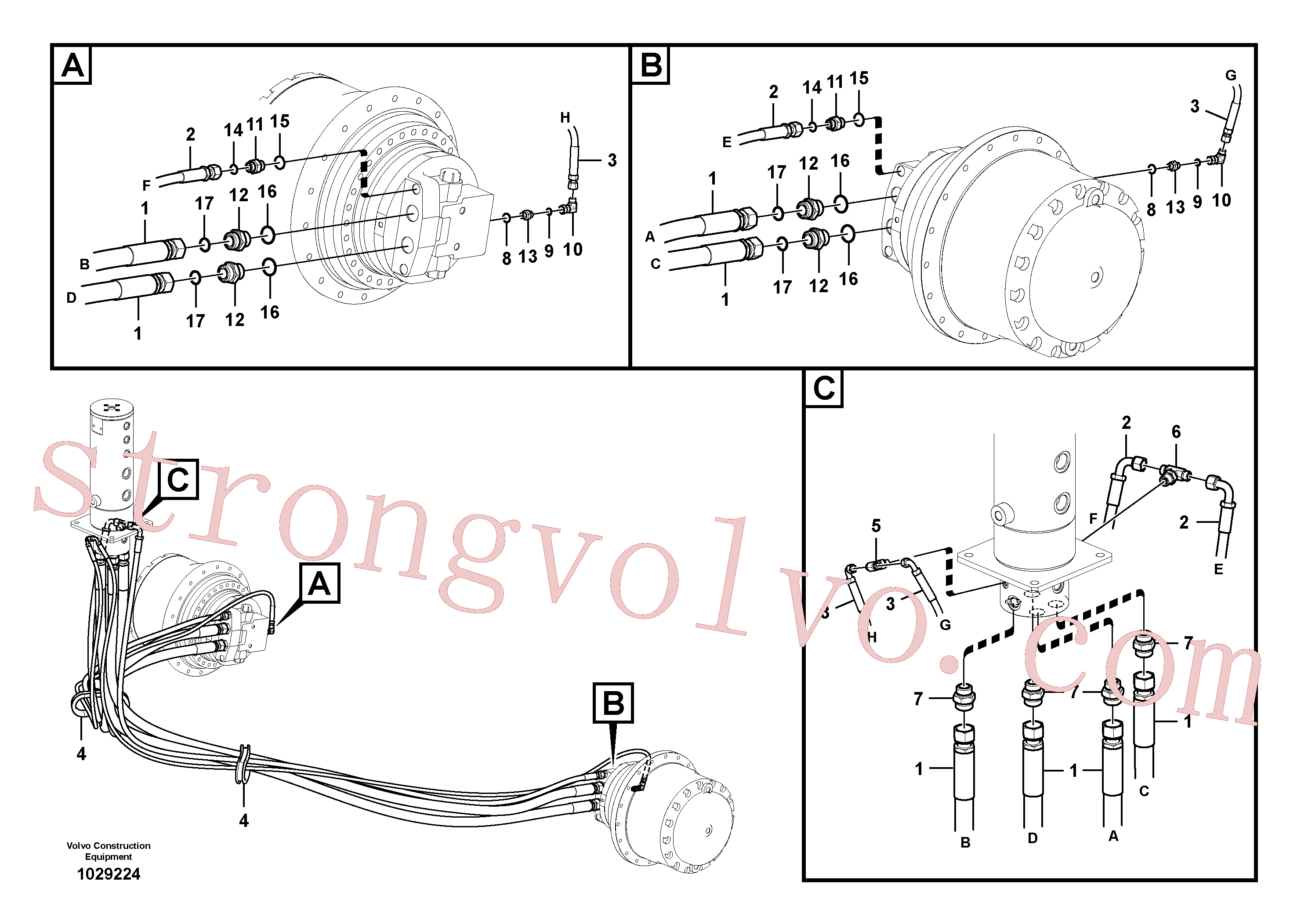VOE14881553 Volvo Linha da rótula, rótula ao motor de curso(1029224 Montagem)