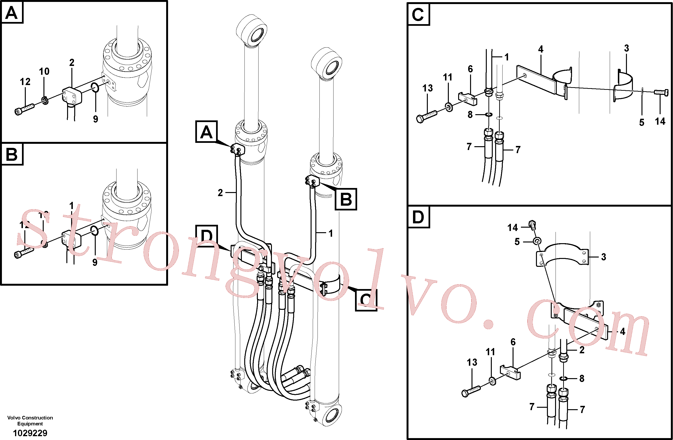 SA9401-15621 Volvo Hidráulica de serviço, cilindro da lança(1029229 Montagem)