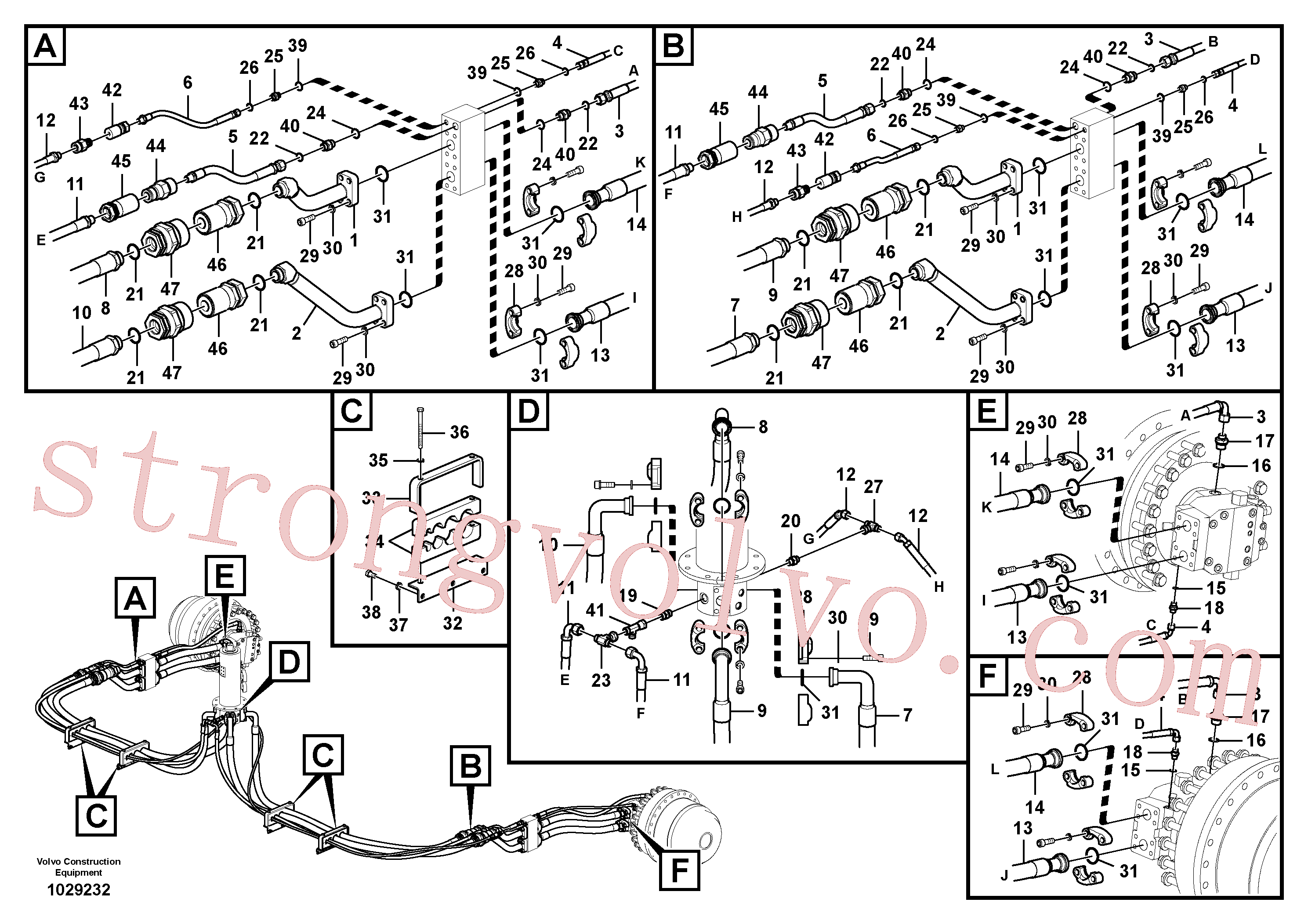 VOE983519 Volvo Linha da rótula, rótula ao motor de curso(1029232 Montagem)