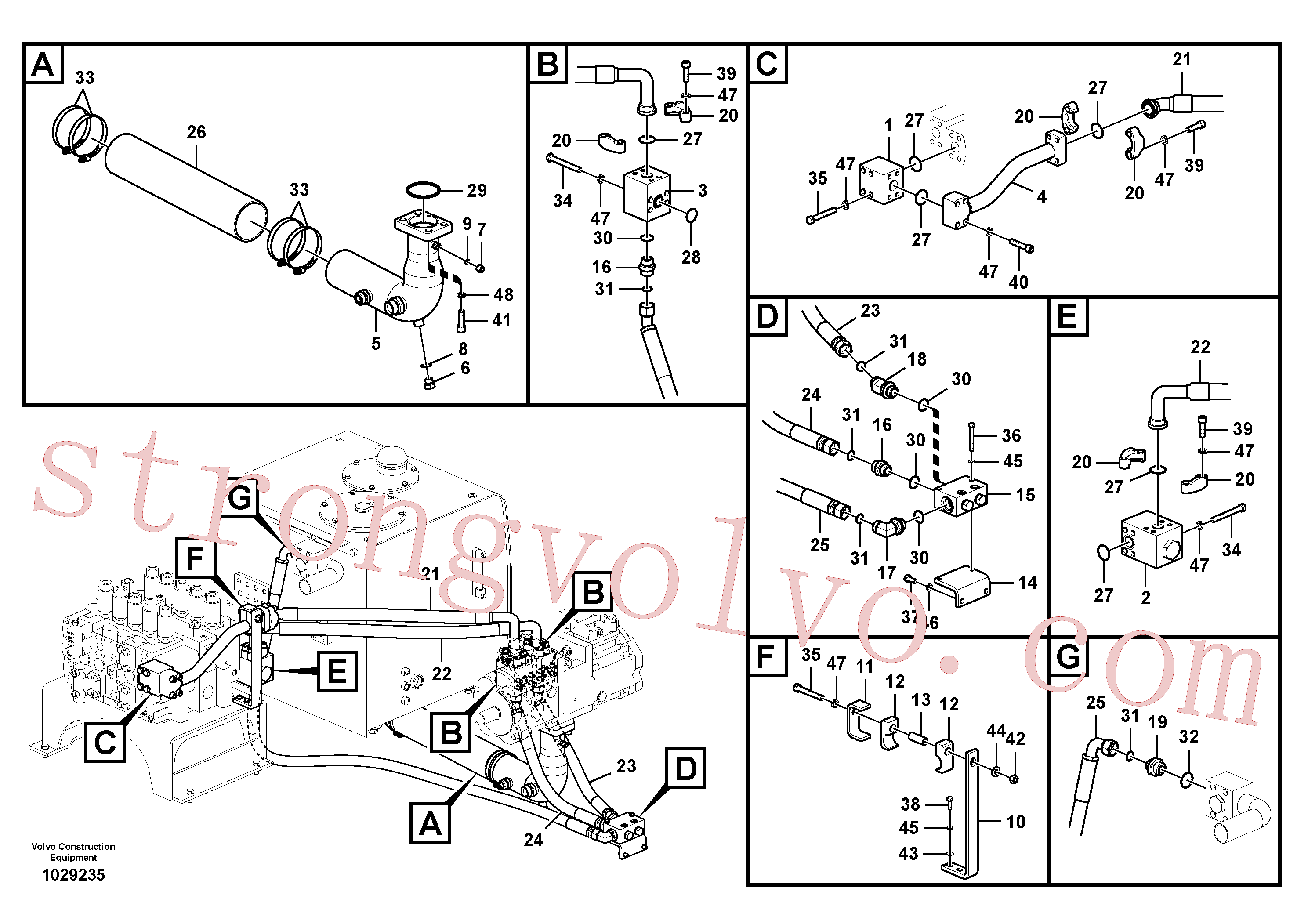 SA9419-21090 Volvo Sistema hidráulico, tanque hidráulico para a bomba hidráulica(1029235 Montagem)