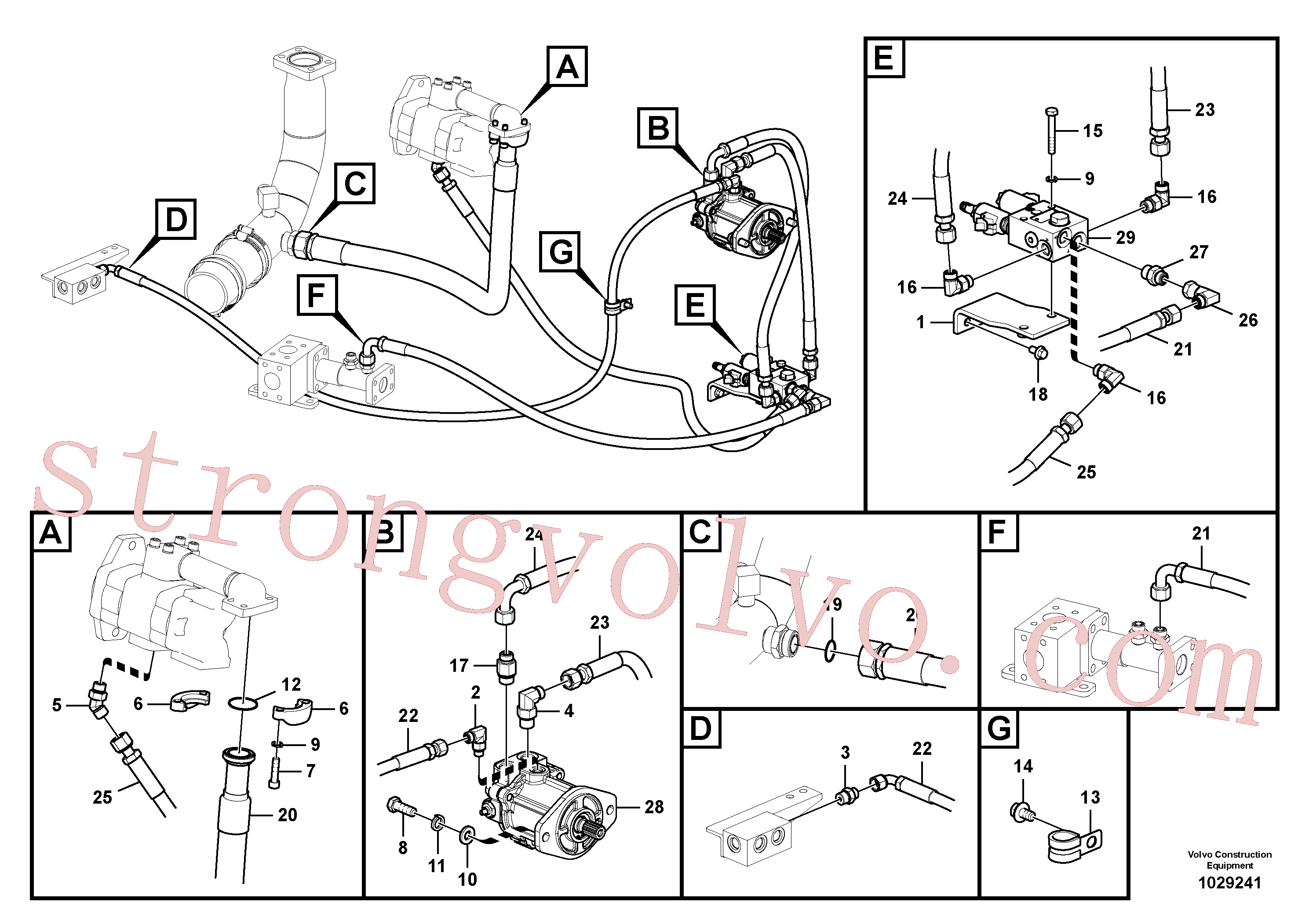 VOE938558 Volvo Sistema hidráulico, sistema refrigerante do óleo(1029241 Montagem)