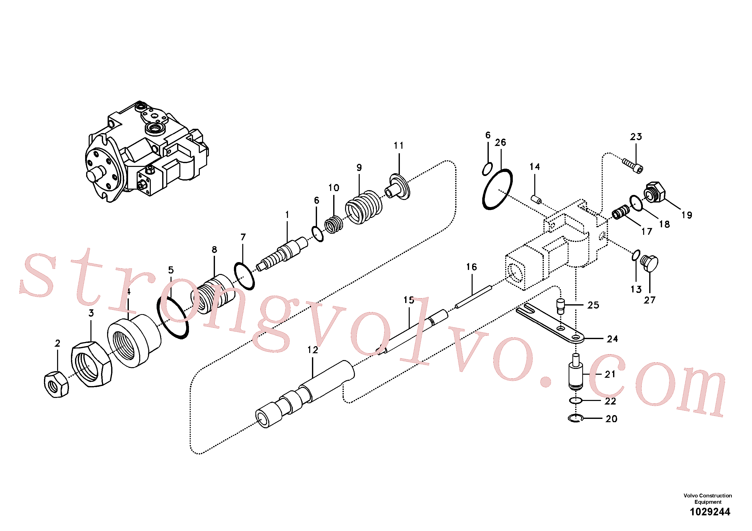 VOE14525120 Volvo Regulador, bomba hidráulica(1029244 Montagem)