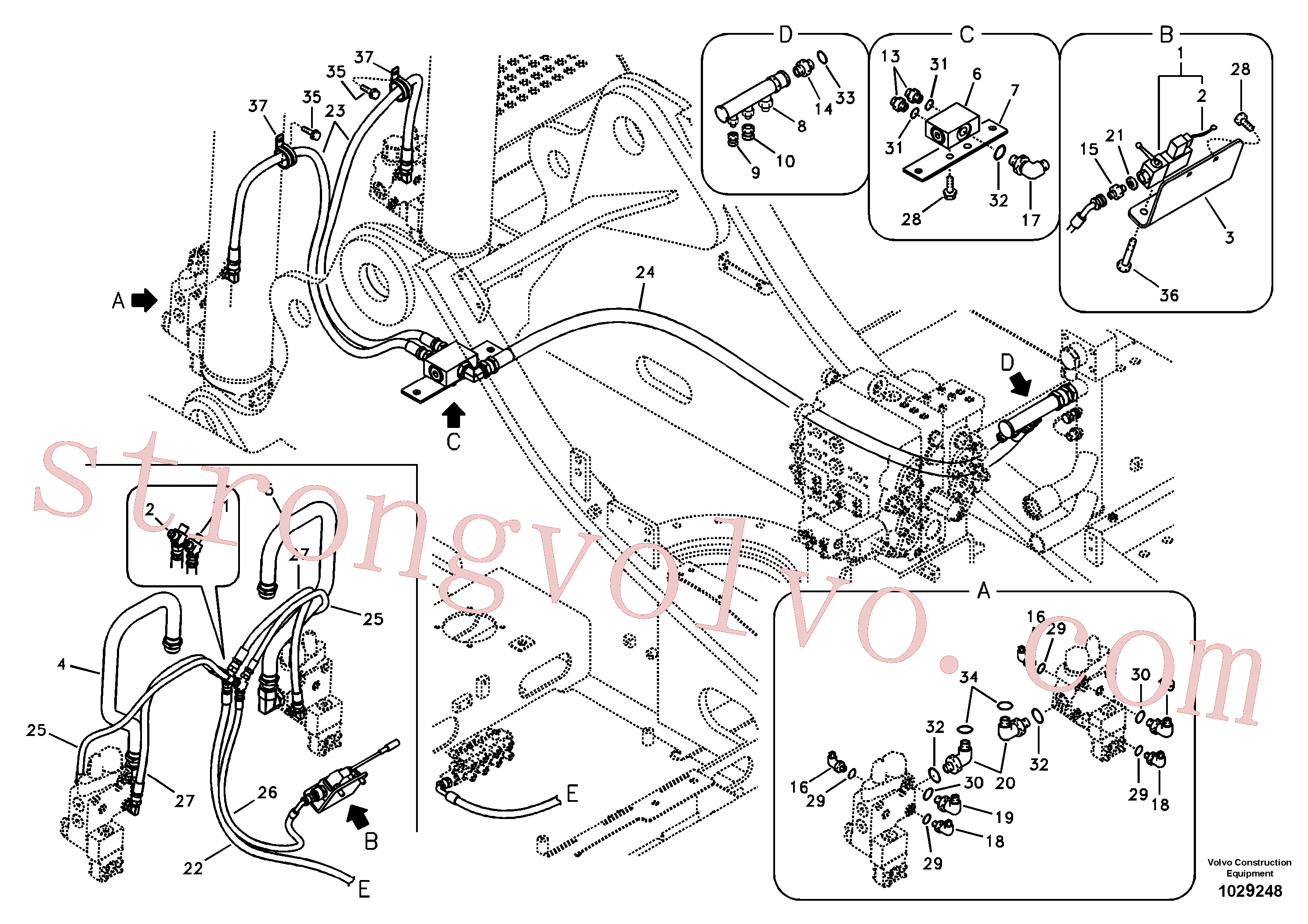 VOE14571142 Volvo Hidráulica de serviço, ruptura da lança(1029248 Montagem)