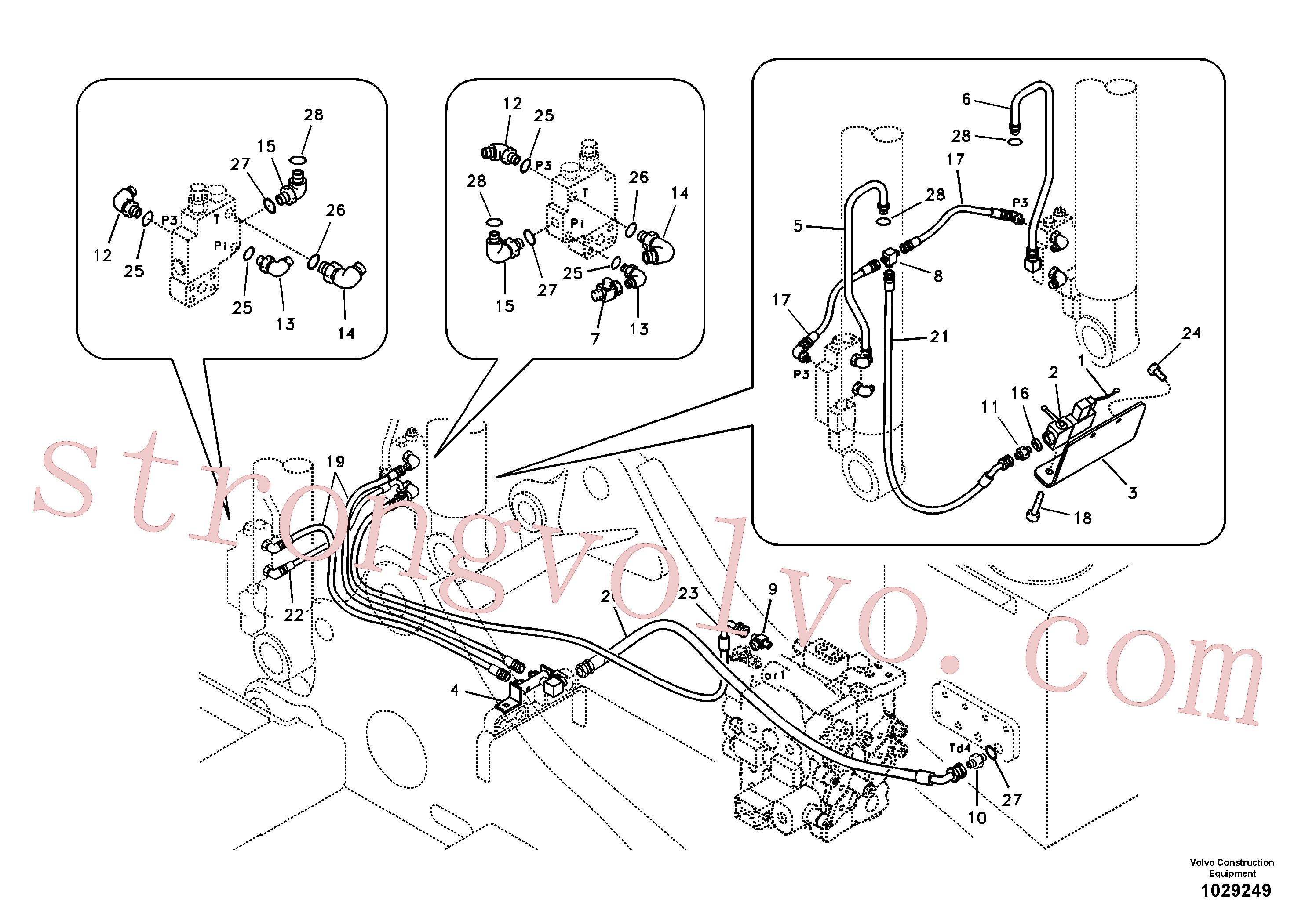 SA9451-04319 Volvo Hidráulica de serviço, ruptura da lança(1029249 Montagem)