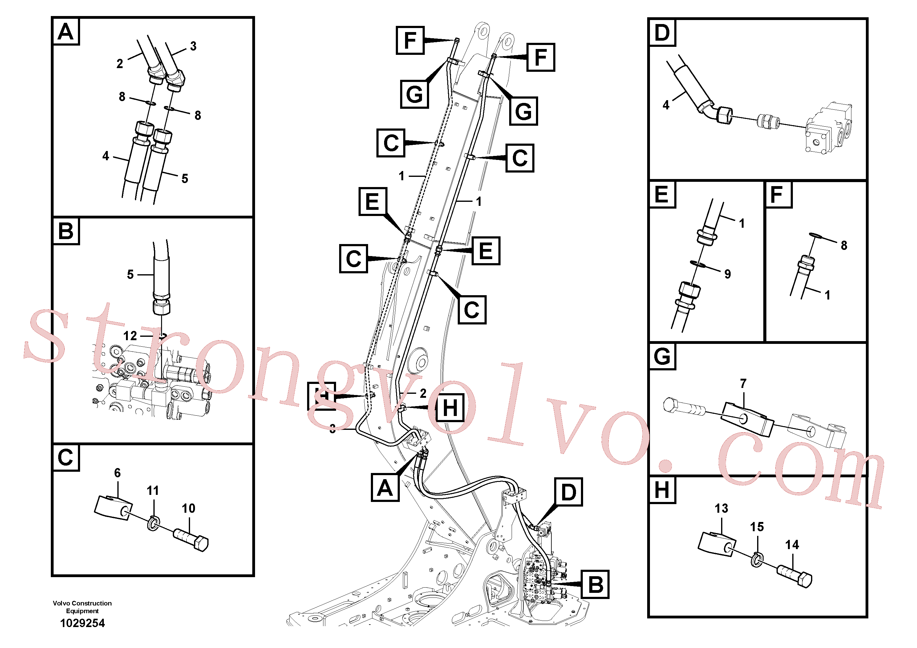 VOE14542649 Volvo Hidráulica de serviço, martelo e cortador para lança(1029254 Montagem)