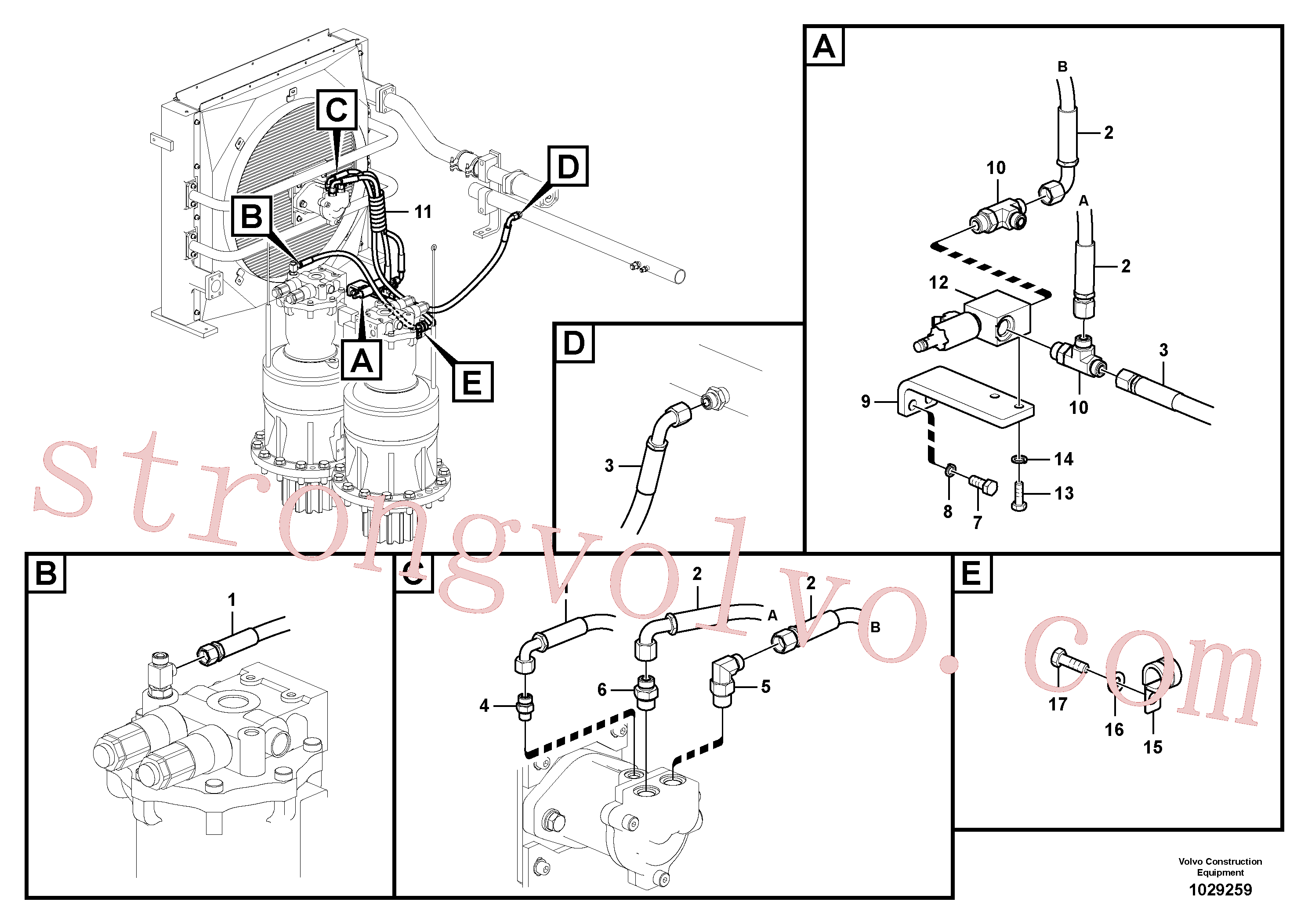 VOE936918 Volvo Sistema hidráulico, sistema refrigerante do óleo(1029259 Montagem)