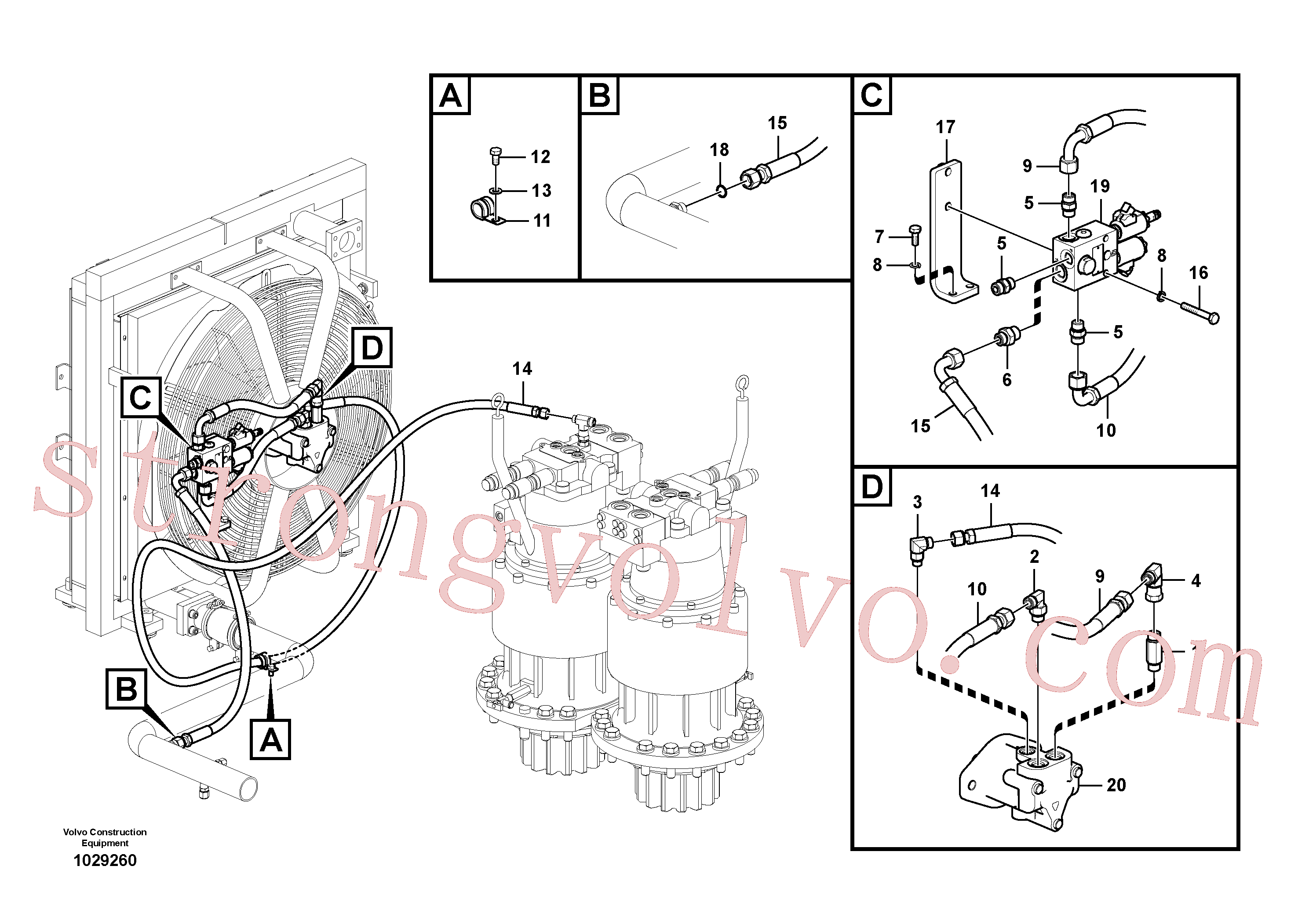 VOE14569758 Volvo Sistema hidráulico, sistema refrigerante do óleo(1029260 Montagem)