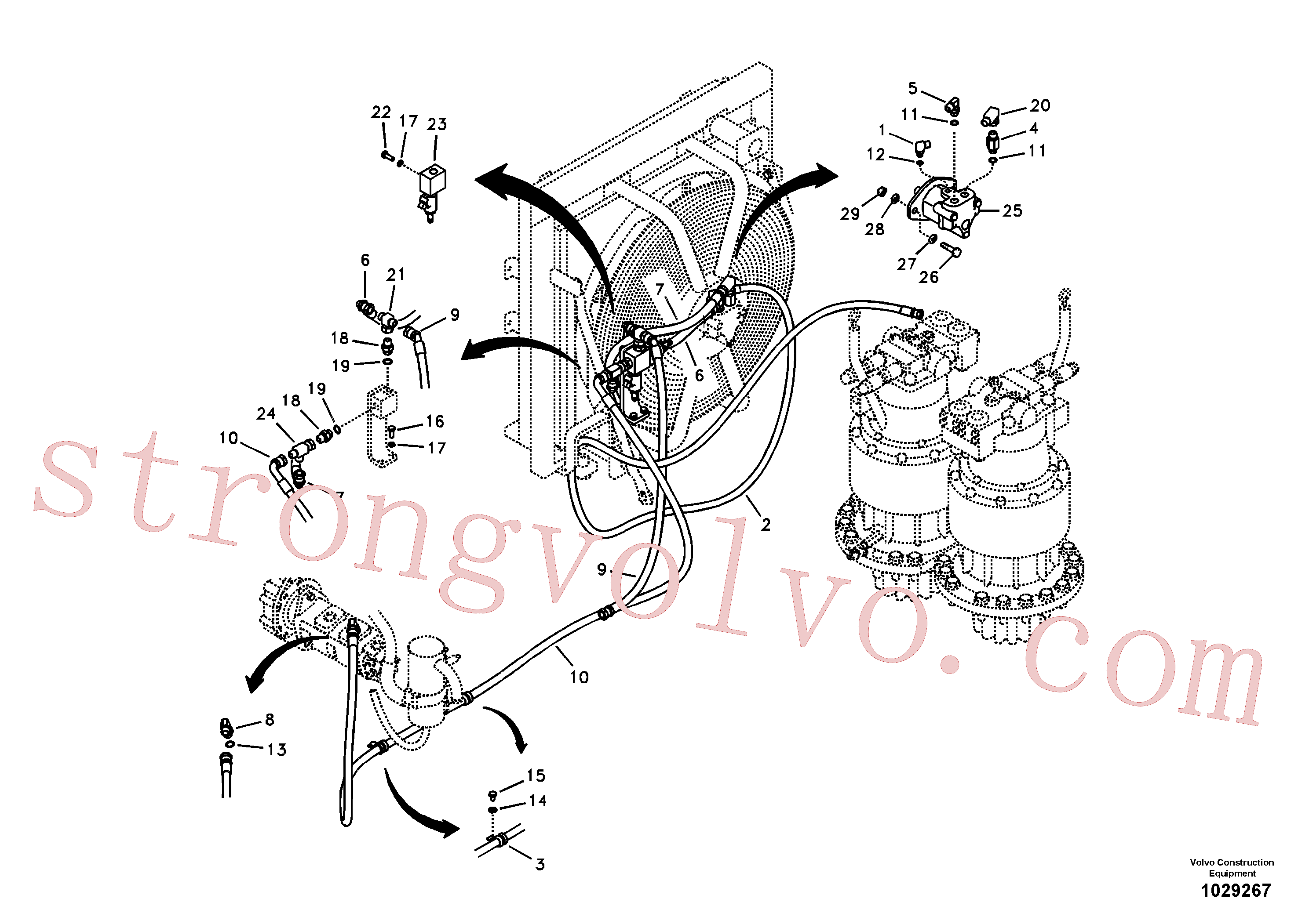 SA9453-04562 Volvo Sistema hidráulico, sistema refrigerante do óleo(1029267 Montagem)