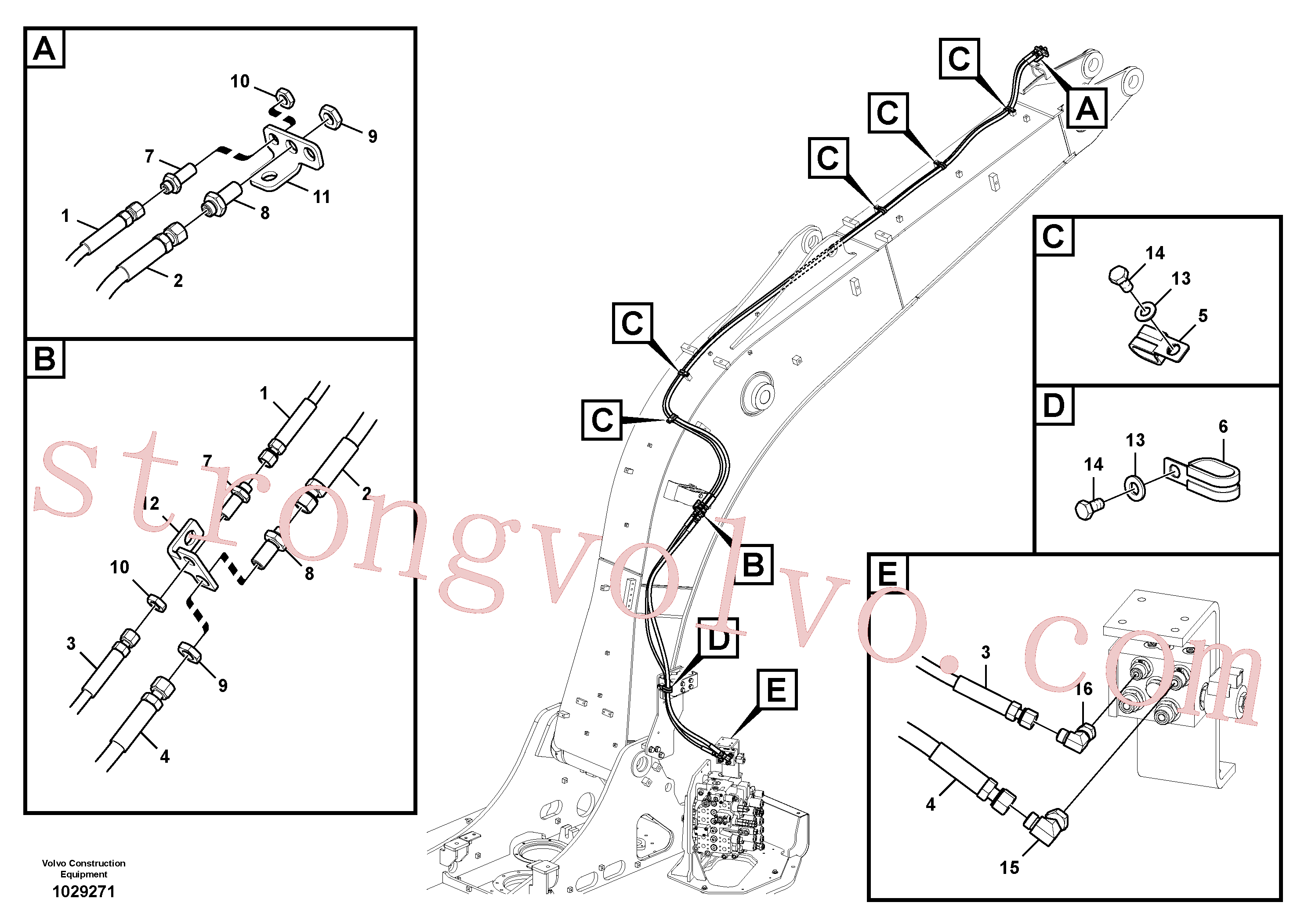 VOE15035691 Volvo Hidráulica de serviço, encaixe rápido na lança(1029271 Montagem)