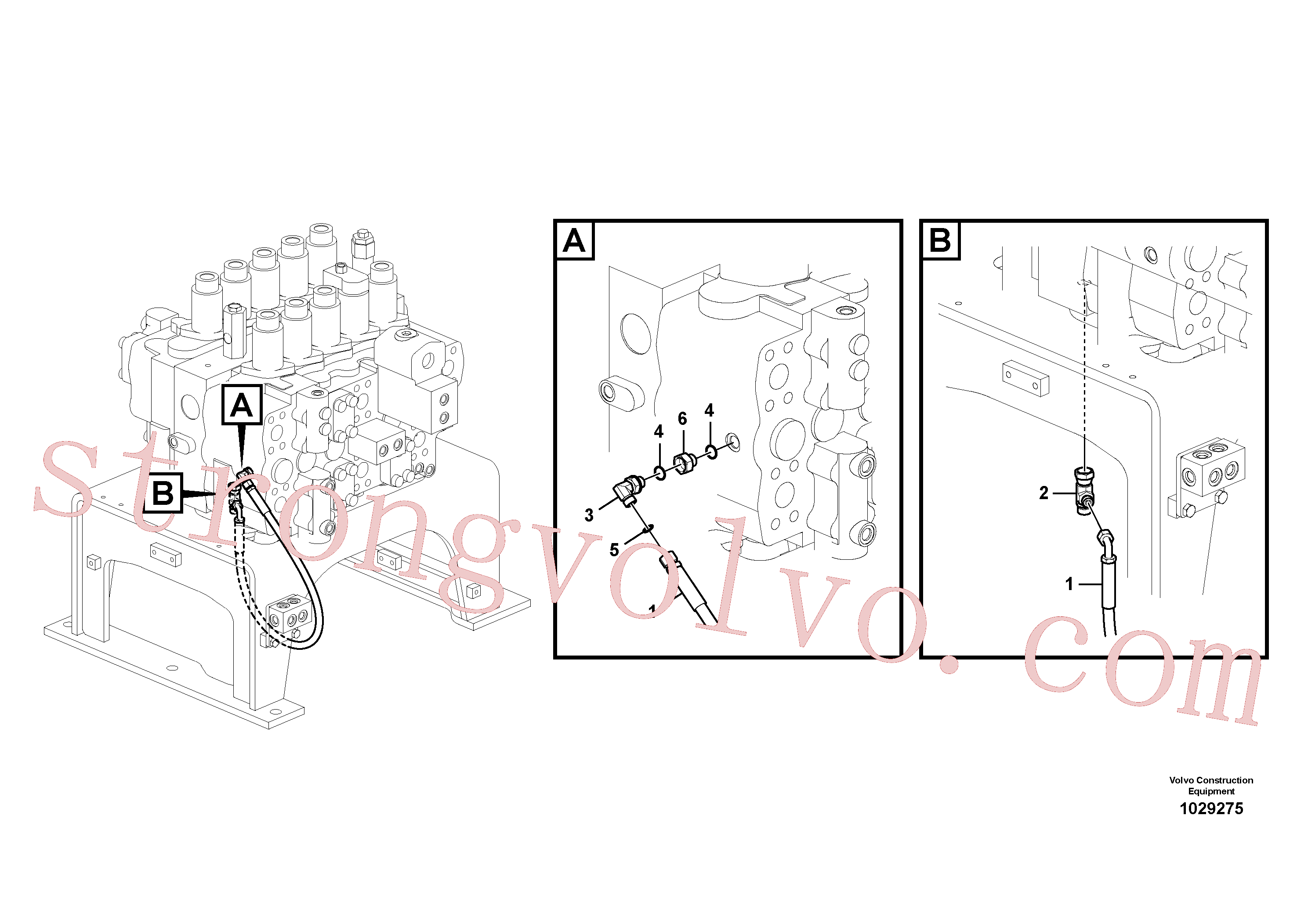 VOE14880232 Volvo Sistema servomotor, tubagem da válvula de comando(1029275 Montagem)
