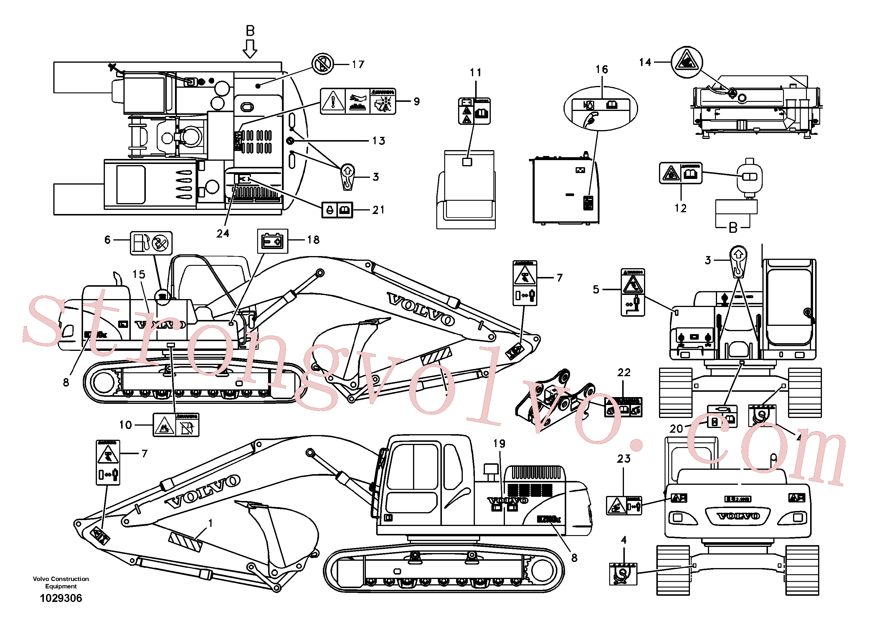 VOE14512078 Volvo Etiqueta adesiva, localização exterior(1029306 Montagem)